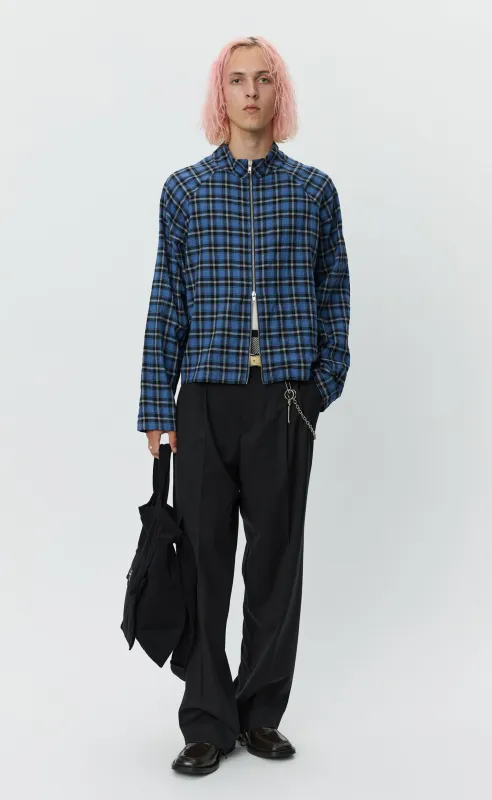 Leisure Woven  Zip Up - Blue Tartan Check sold by mfpen Mens