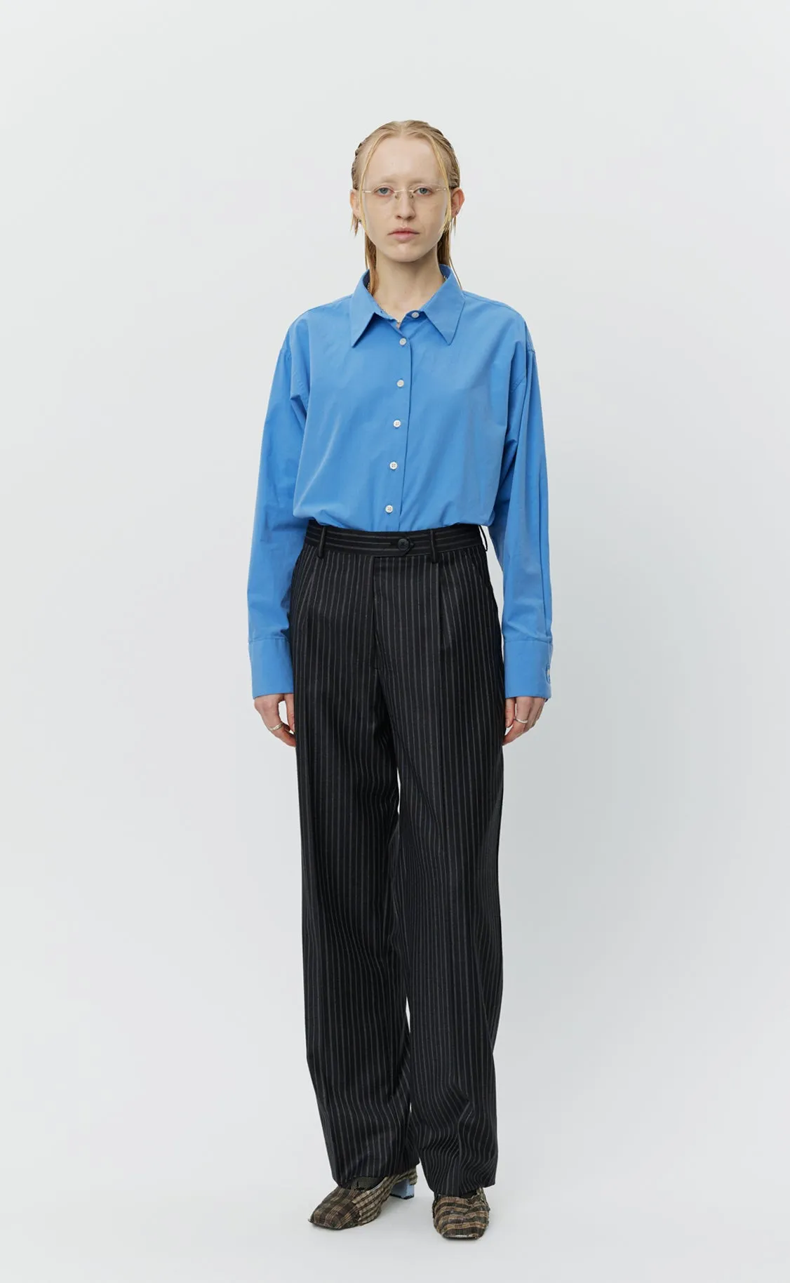 Primary Trousers - Anthracite Multi Stripe Wool sold by mfpen Mens