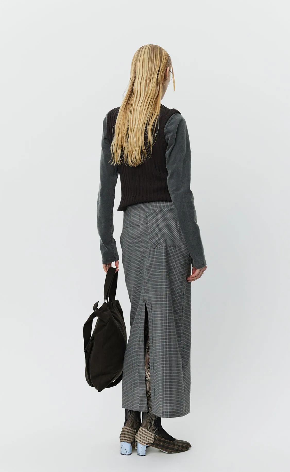 Taper Skirt - Grey Tattersall Check sold by mfpen product image thumbnail 3