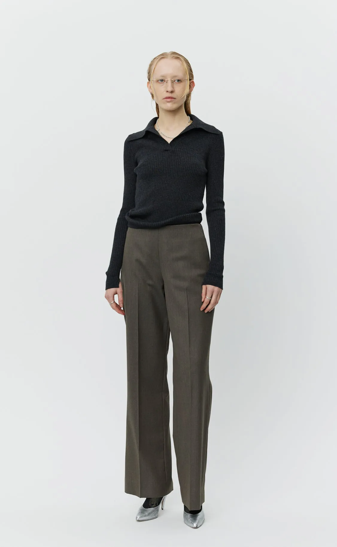 Taper Trousers - Taupe Wool sold by mfpen Mens
