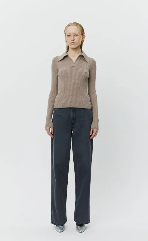 Open Placket Polo - Oatmeal sold by mfpen Mens