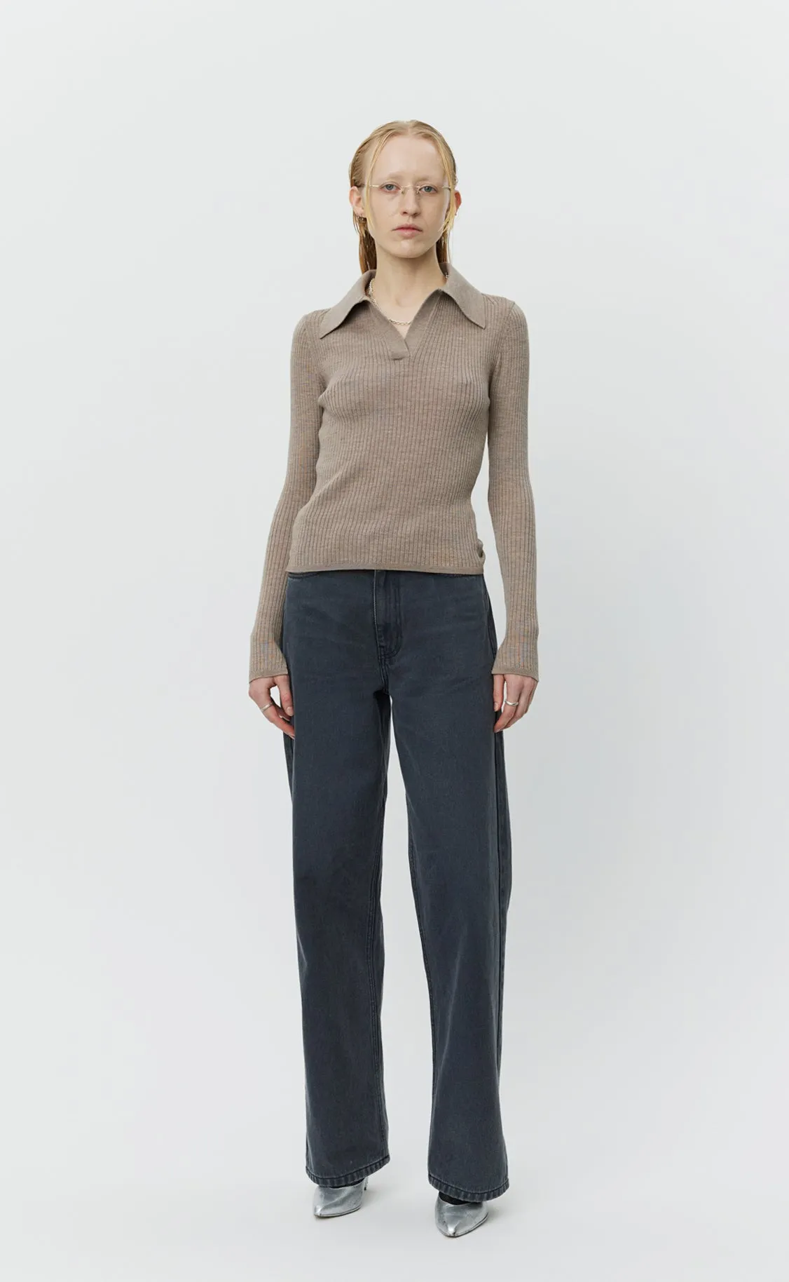 Open Placket Polo - Oatmeal sold by mfpen product image thumbnail 2