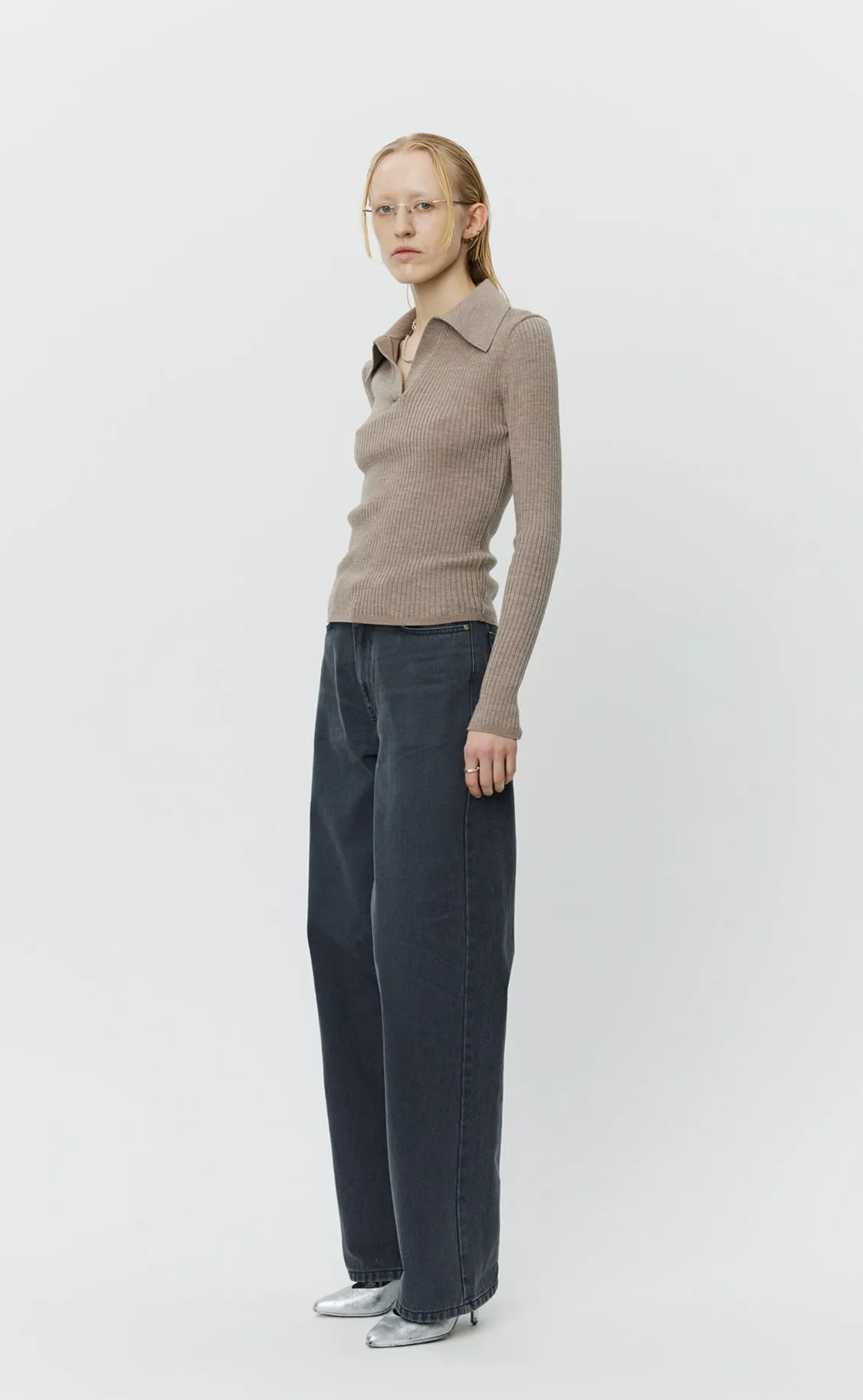 Open Placket Polo - Oatmeal sold by mfpen product image thumbnail 3