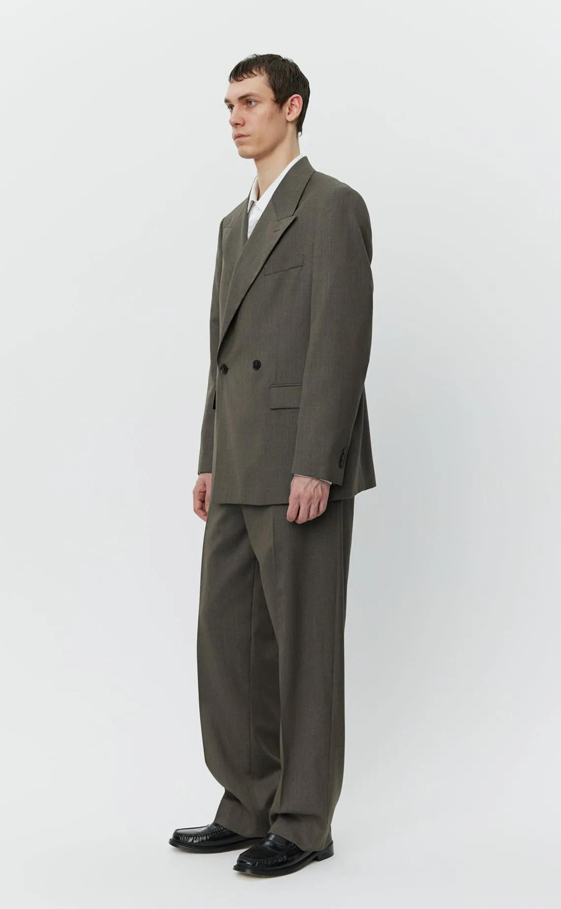 Double Breasted Blazer - Taupe Wool sold by mfpen Mens product image thumbnail 2