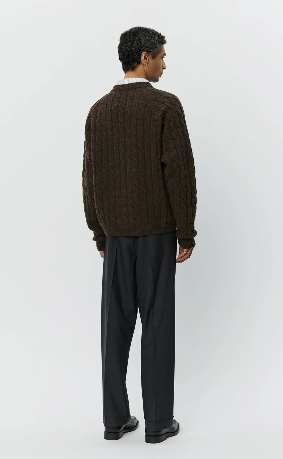 Editor Zip Sweater - Brown Cable Knit sold by mfpen product image thumbnail 4