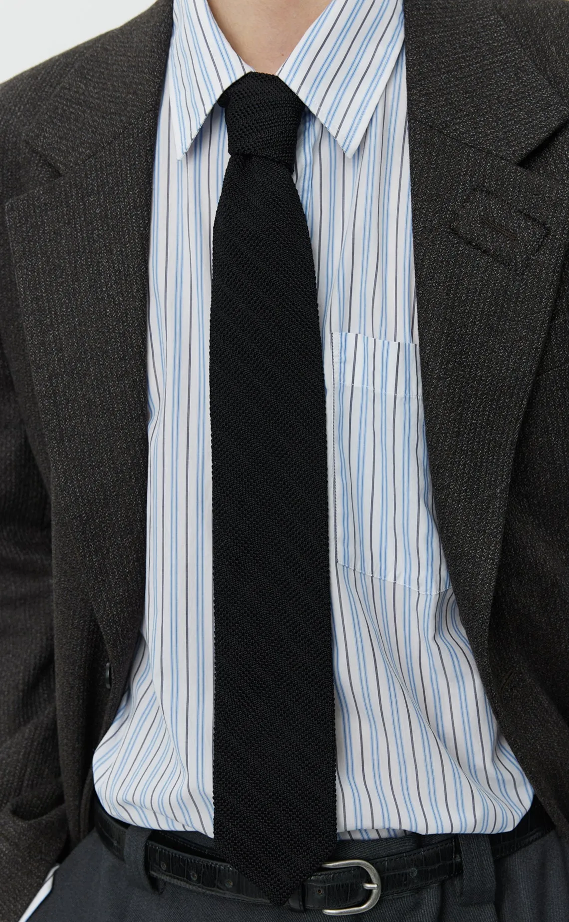 Formal Tie - Black Knitted Stripe sold by mfpen product image thumbnail 2