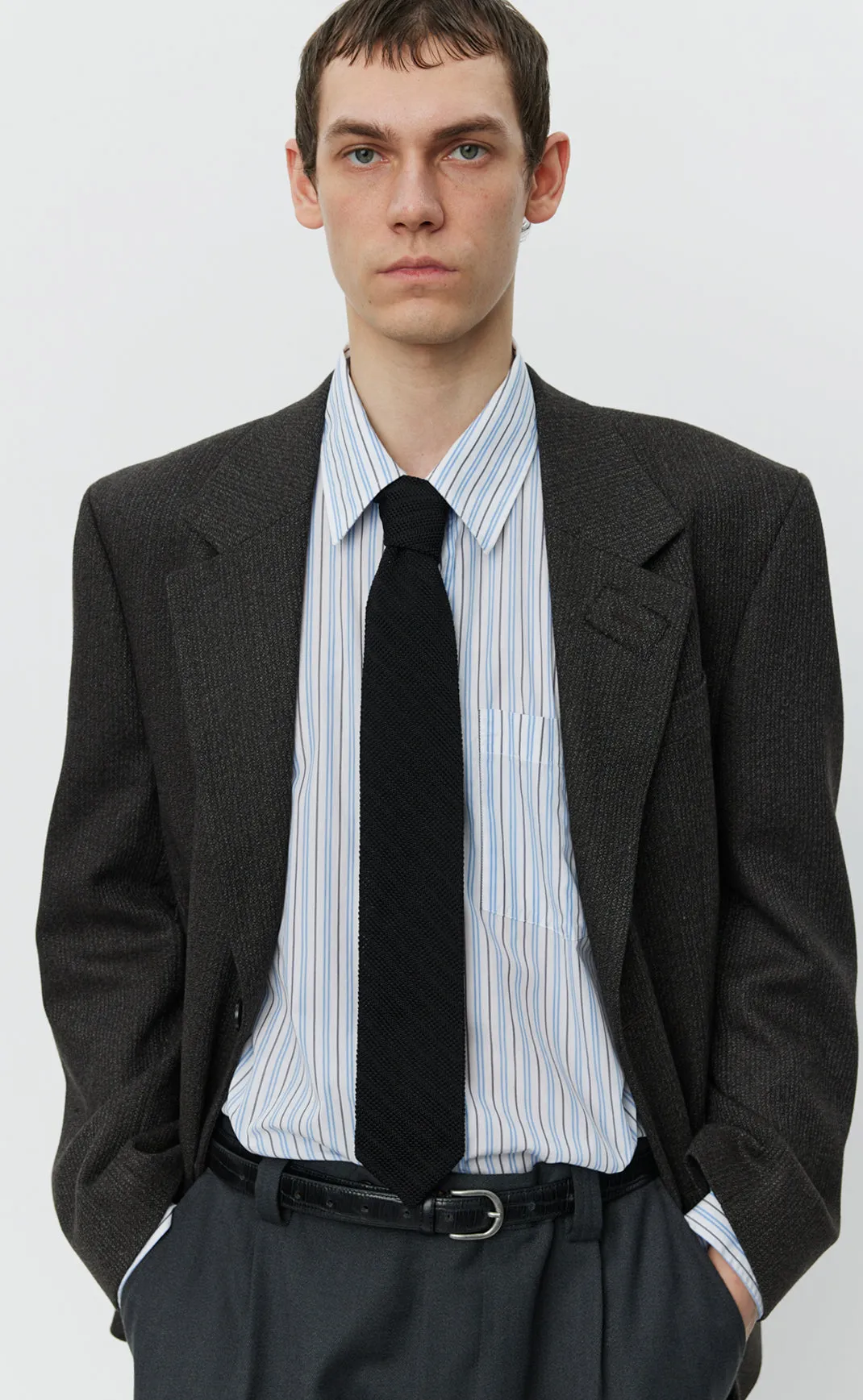 Formal Tie - Black Knitted Stripe sold by mfpen product image thumbnail 4