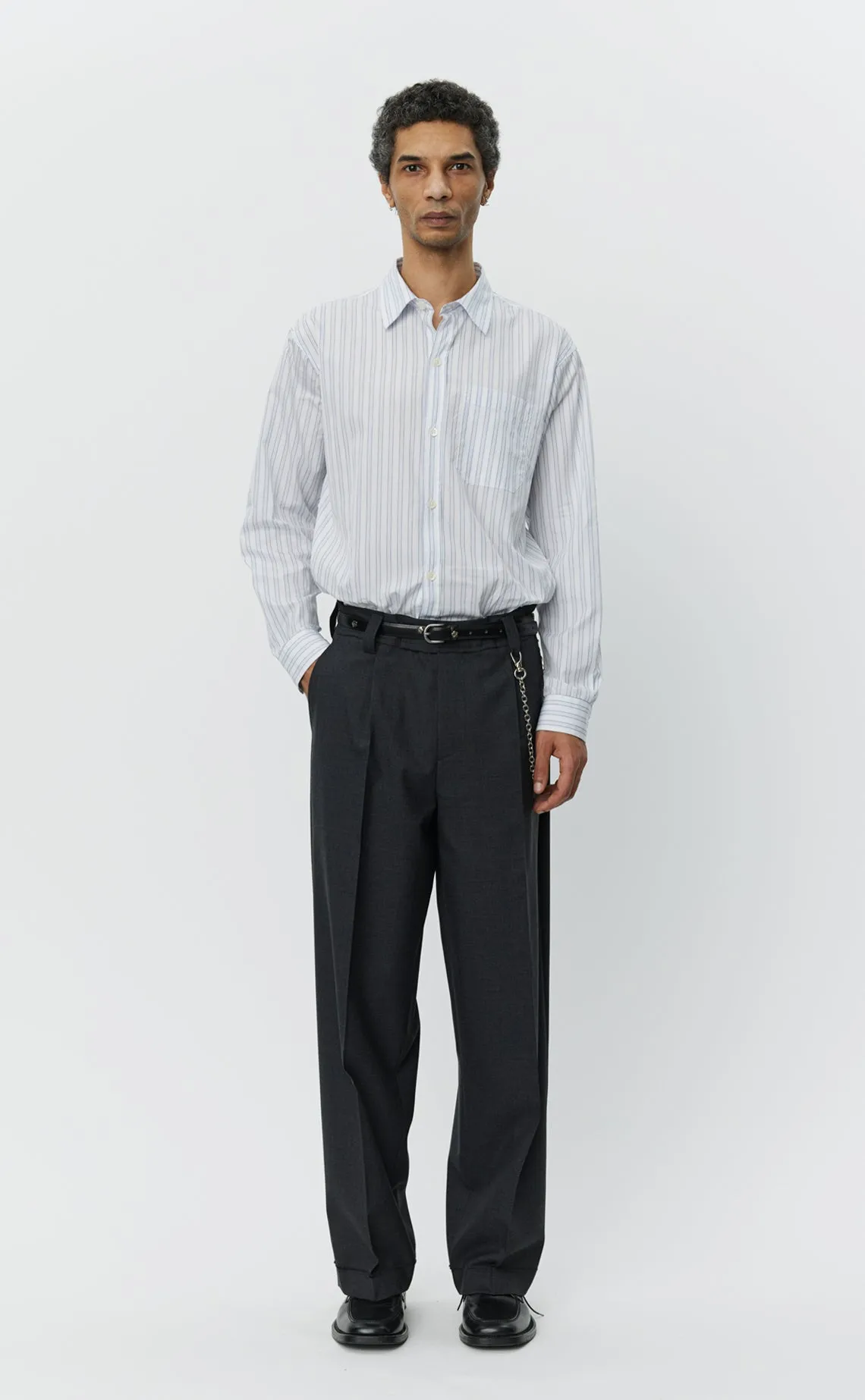 Patch Trousers - Grey Worsted Wool sold by mfpen Mens