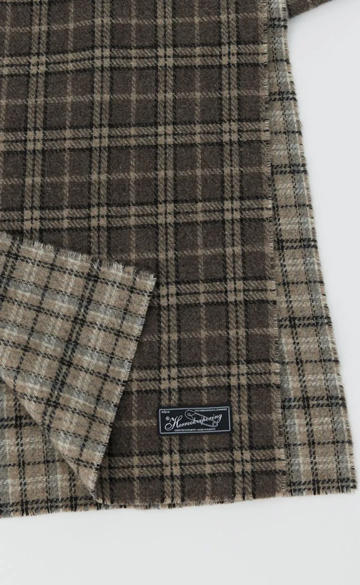 Wool Scarf - Brown Double Faced Check sold by mfpen product image thumbnail 2