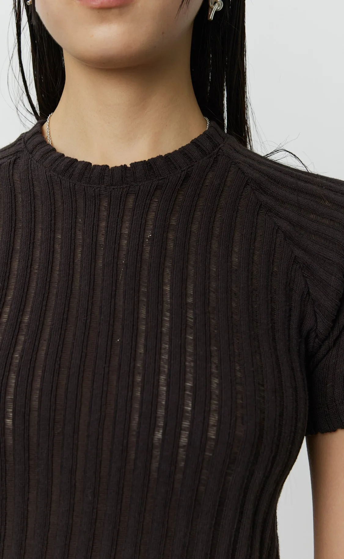 Raglan Tee - Dark Brown Ajour Stripe sold by mfpen product image thumbnail 4
