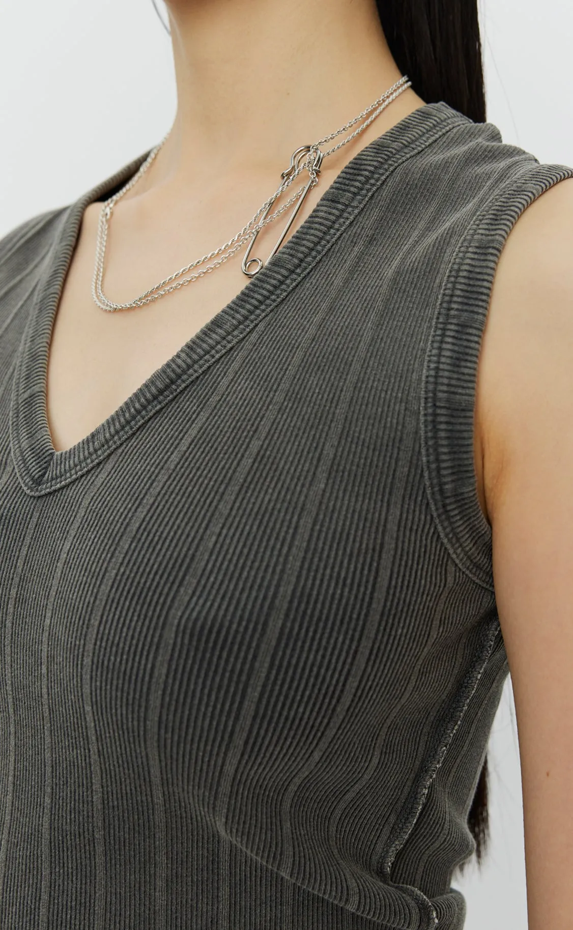 V-Neck Tank Top - Washed Graphite Rib sold by mfpen Mens product image thumbnail 5