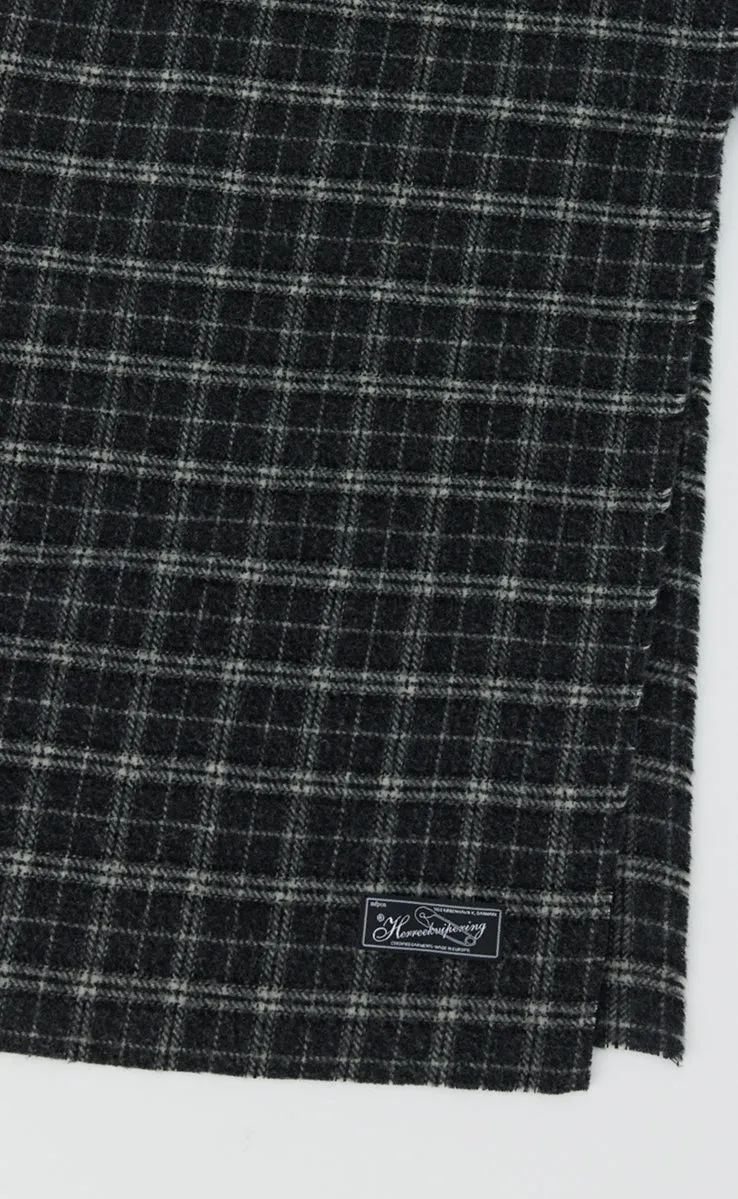 Wool Scarf - Dark Grey Check Fuzz sold by mfpen Mens product image thumbnail 3