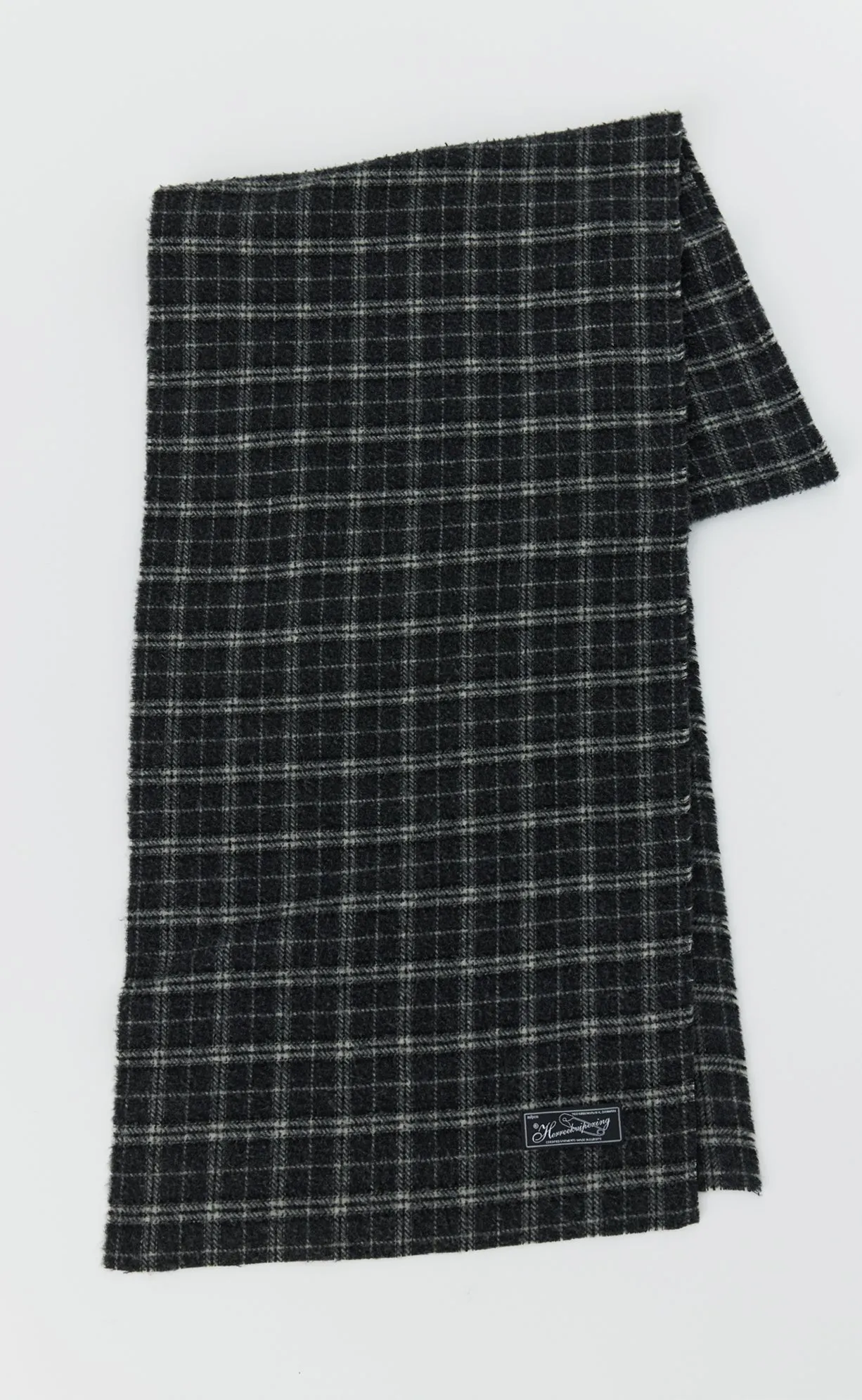 Wool Scarf - Dark Grey Check Fuzz sold by mfpen Mens