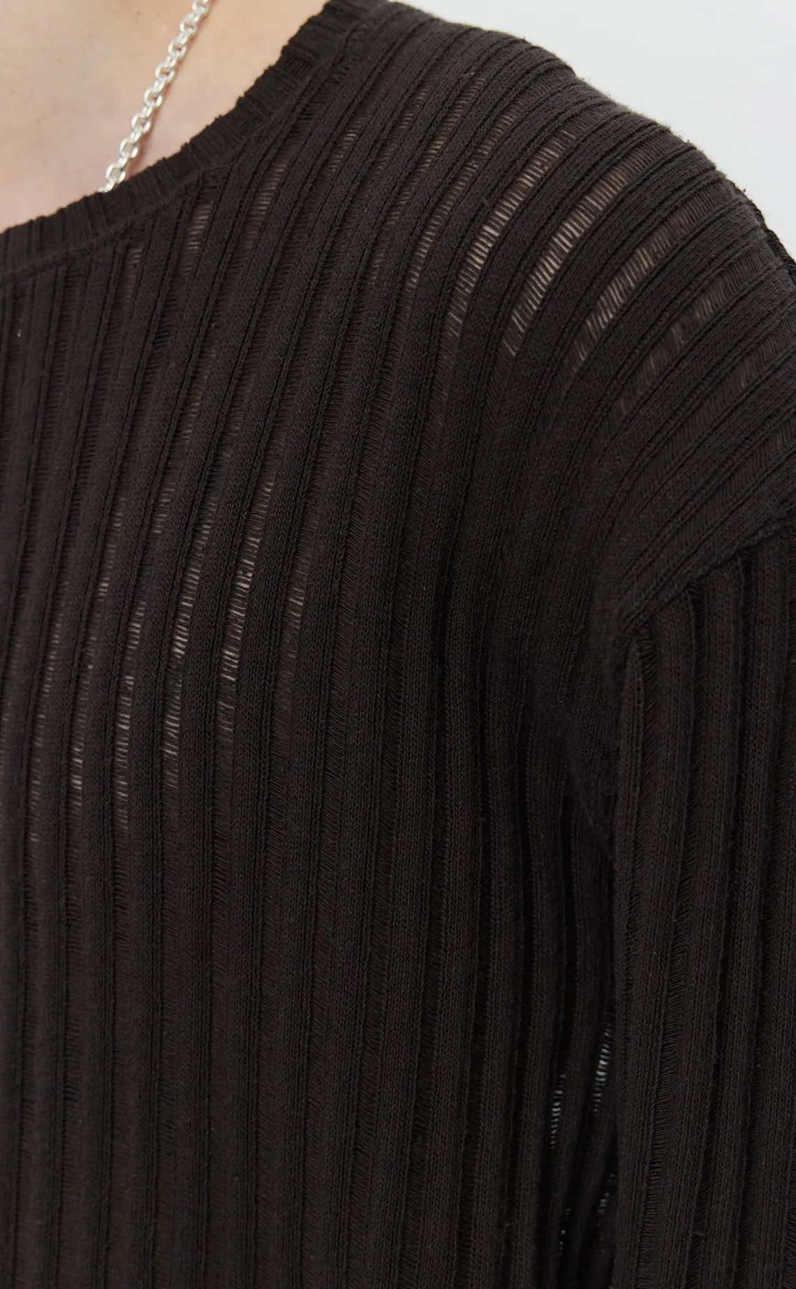 Round Neck Sweater - Dark Brown Ajour Stripe sold by mfpen Mens product image thumbnail 4