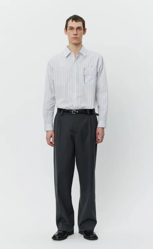 Service Trousers - Grey Twill Wool sold by mfpen Mens