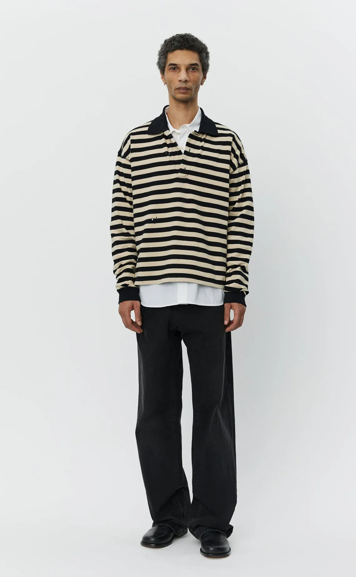 Fractured Polo - Wide Black Stripe sold by mfpen