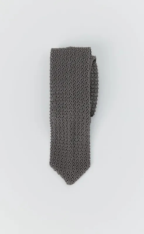 Formal Tie - Grey Open Knit sold by mfpen Mens
