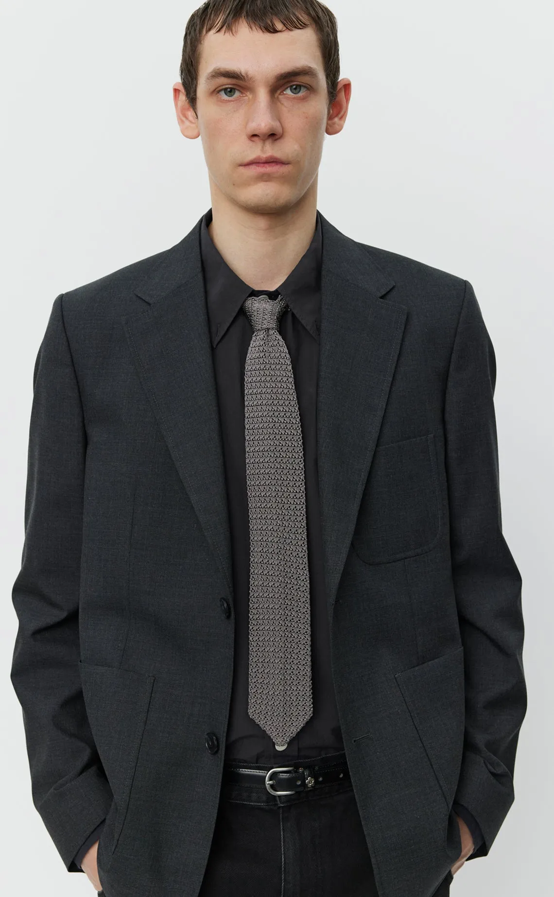 Formal Tie - Grey Open Knit sold by mfpen product image thumbnail 2