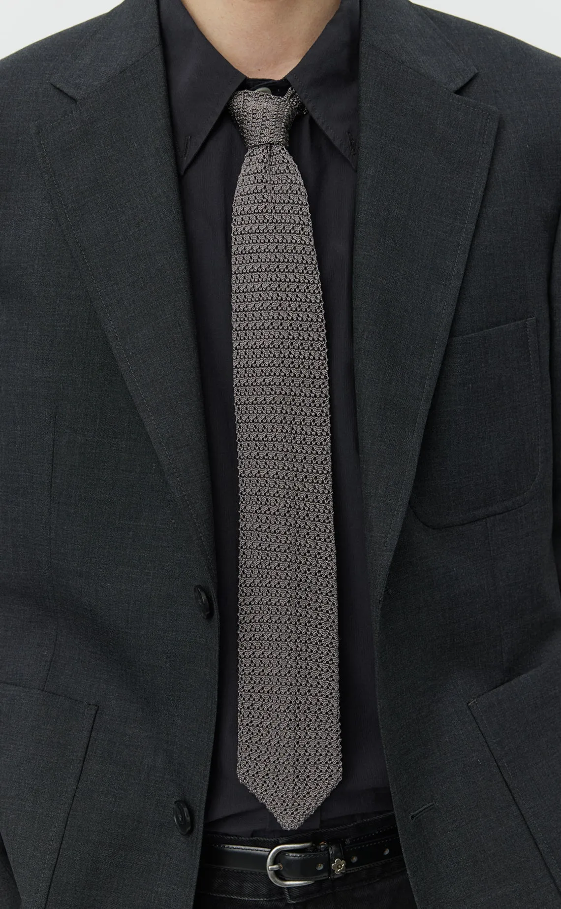 Formal Tie - Grey Open Knit sold by mfpen product image thumbnail 3