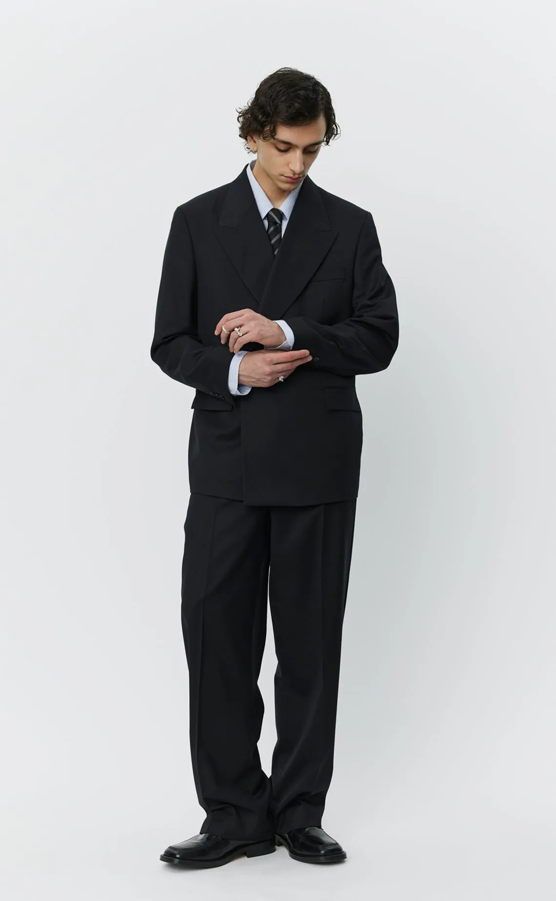 Double Breasted Blazer - Black Wool sold by mfpen Mens product image thumbnail 4