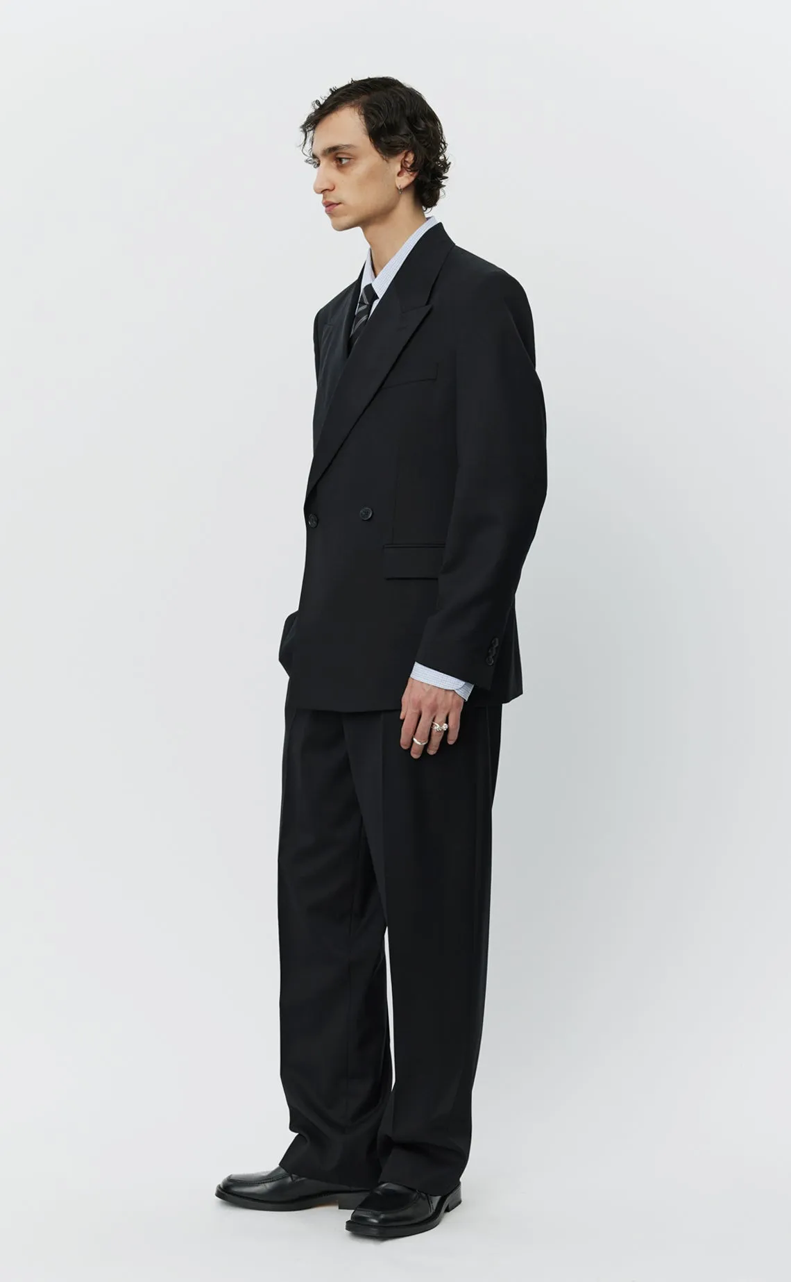 Double Breasted Blazer - Black Wool sold by mfpen Mens product image thumbnail 2