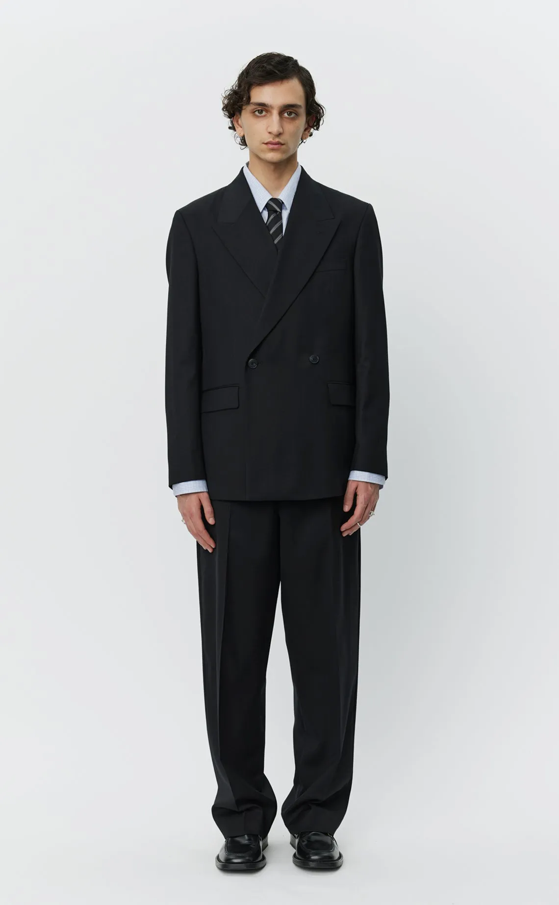 Double Breasted Blazer - Black Wool sold by mfpen Mens