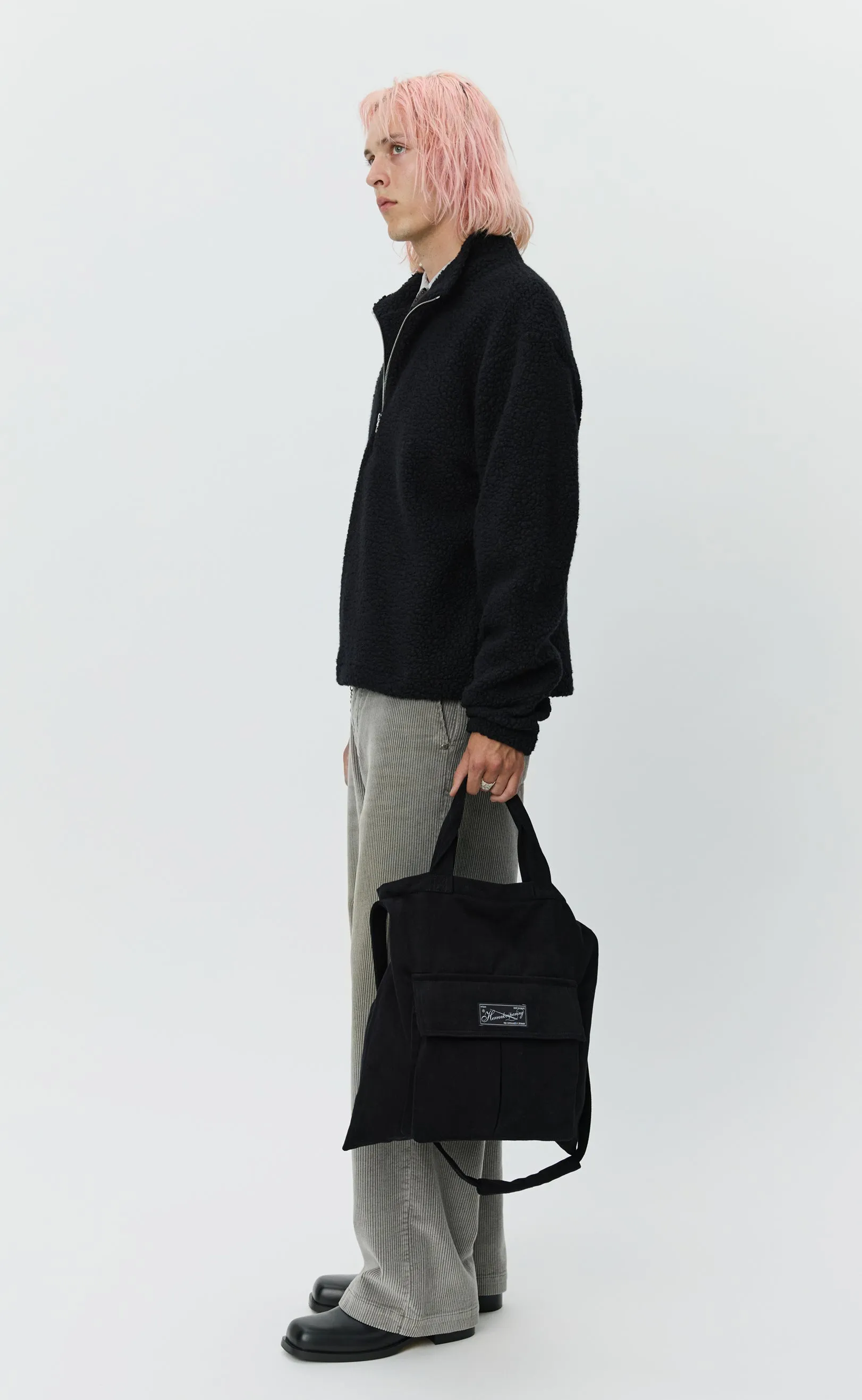 Common Half Zip Sweater - Black Fuzzy Fleece sold by mfpen Mens product image thumbnail 3