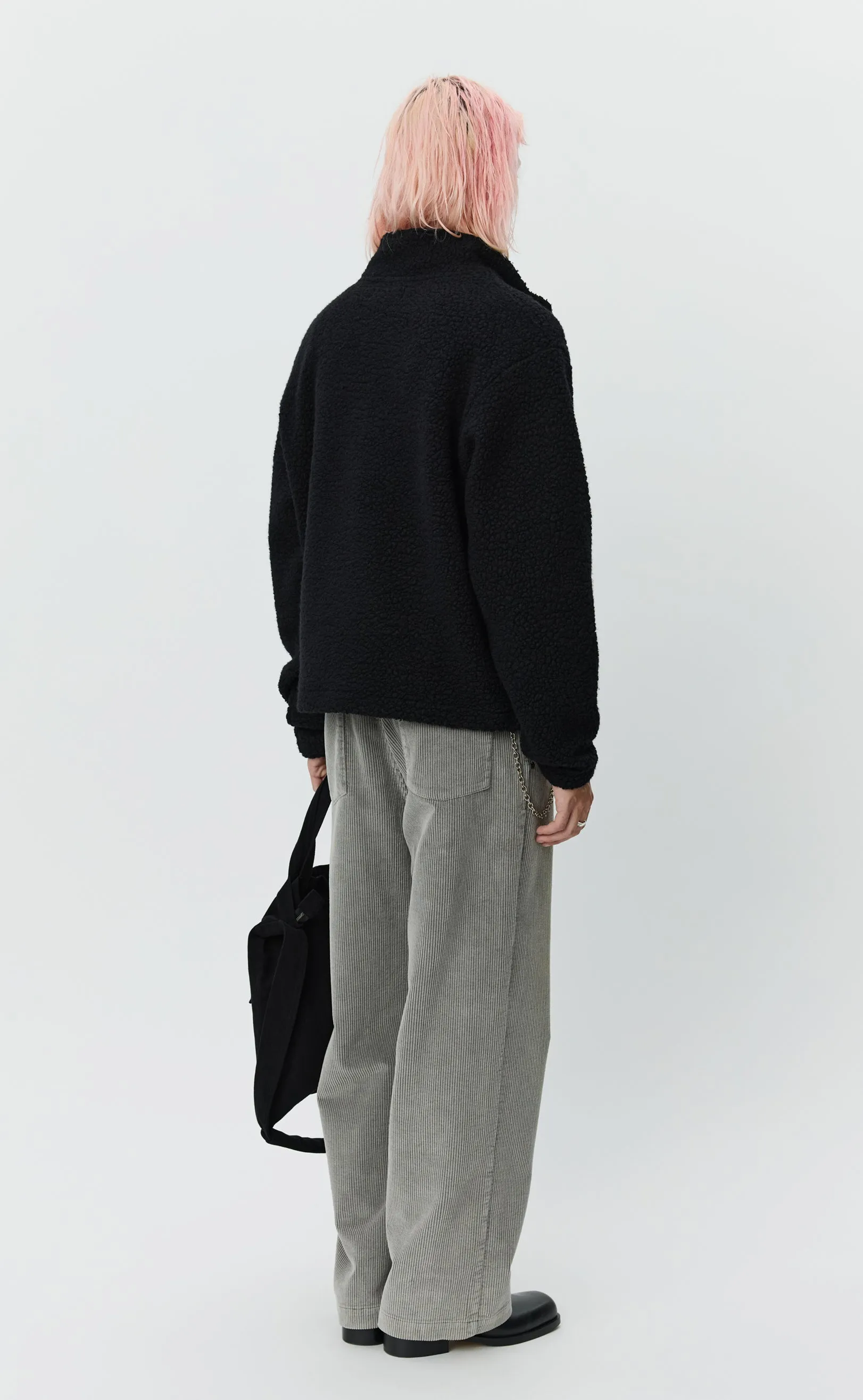 Common Half Zip Sweater - Black Fuzzy Fleece sold by mfpen Mens product image thumbnail 4