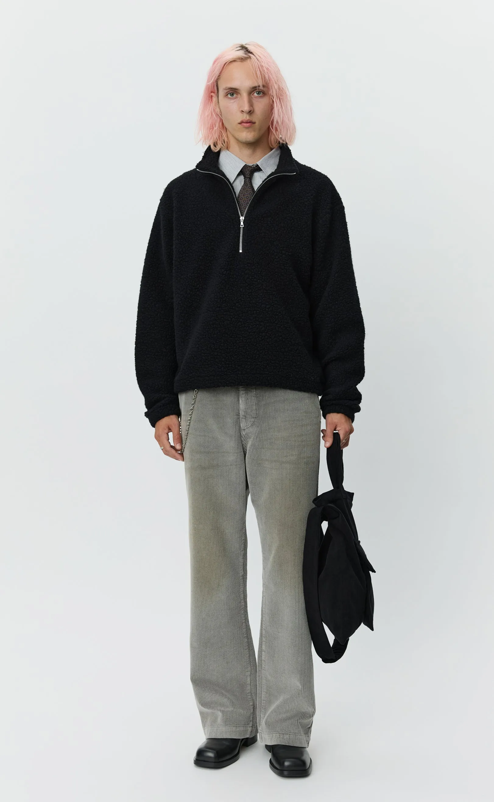 Common Half Zip Sweater - Black Fuzzy Fleece sold by mfpen Mens