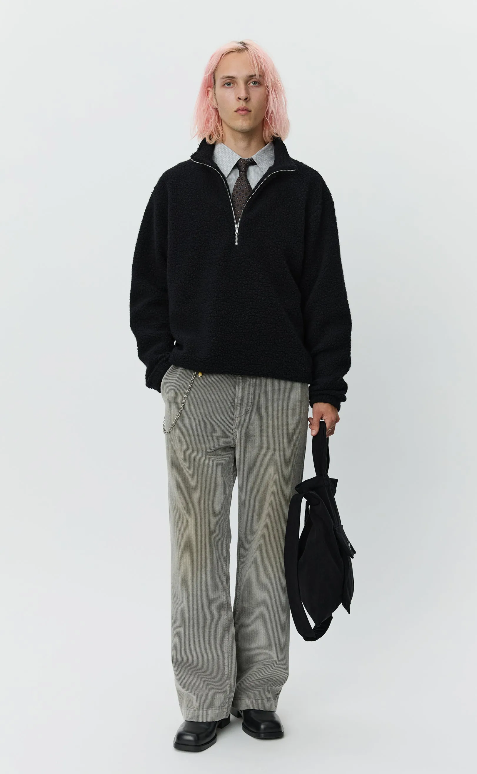 Common Half Zip Sweater - Black Fuzzy Fleece sold by mfpen Mens product image thumbnail 2