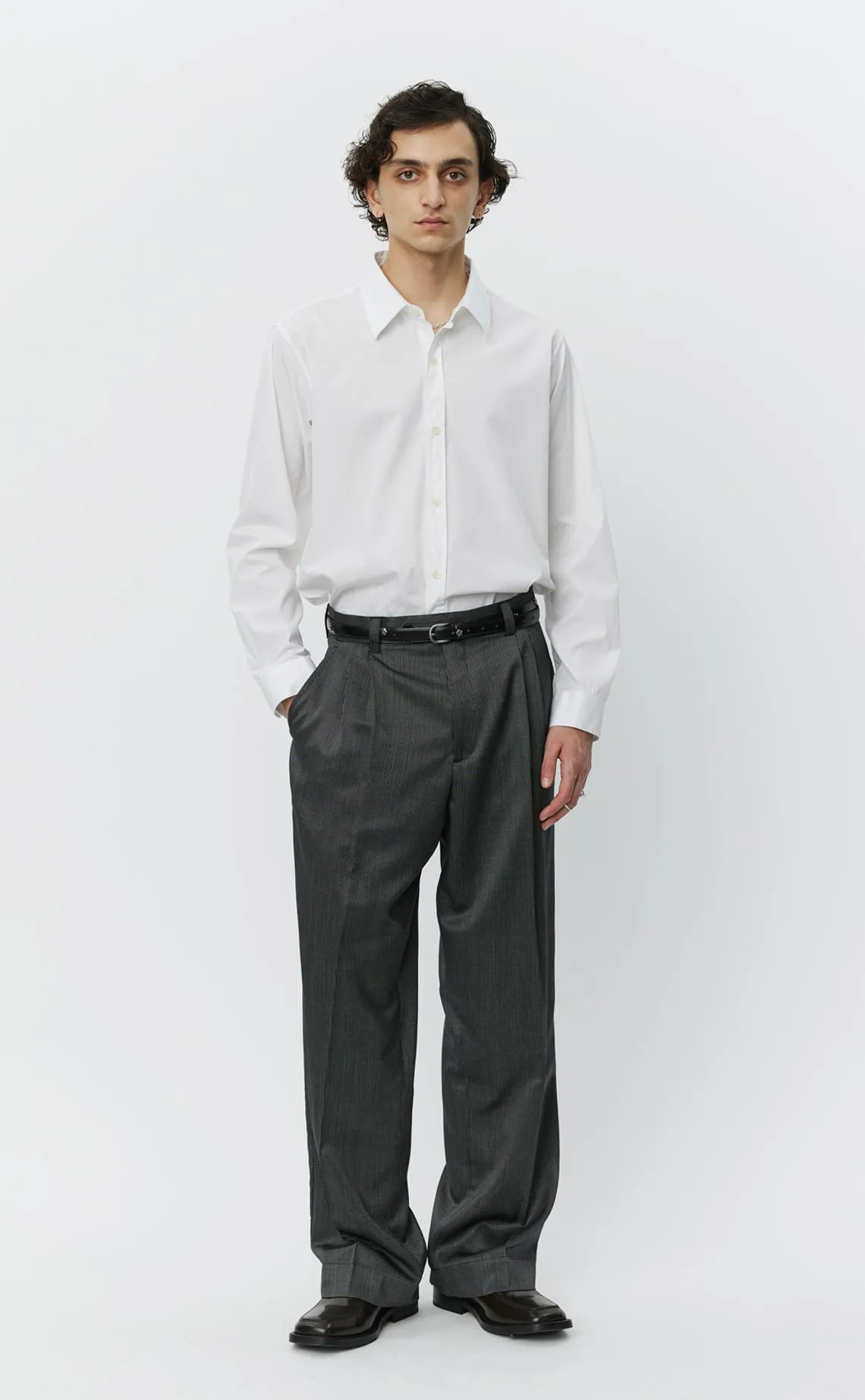 Classic Trousers - Fine Silver Stripe sold by mfpen Mens