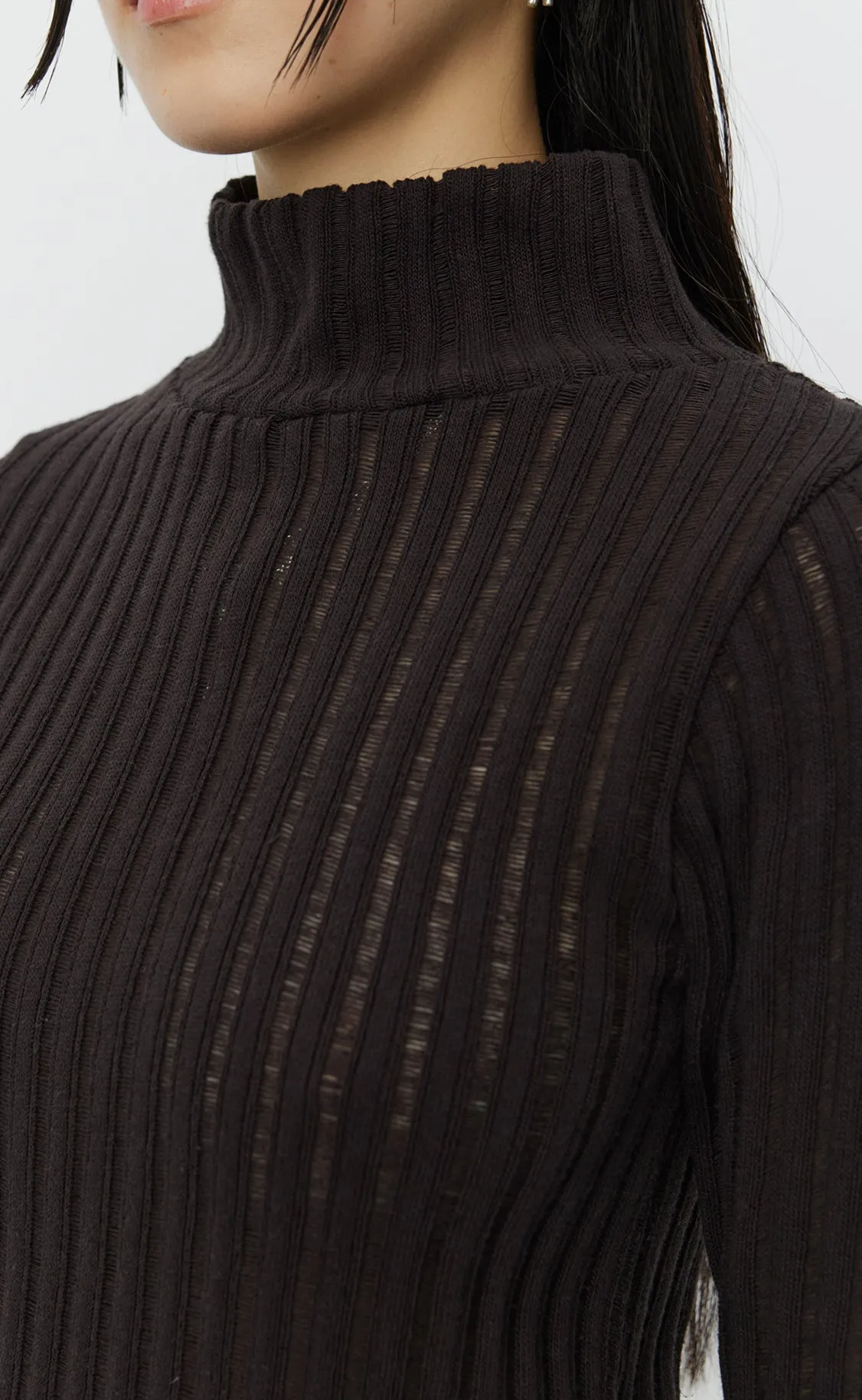 Mock Neck Top - Dark Brown Ajour Stripe sold by mfpen Mens product image thumbnail 5