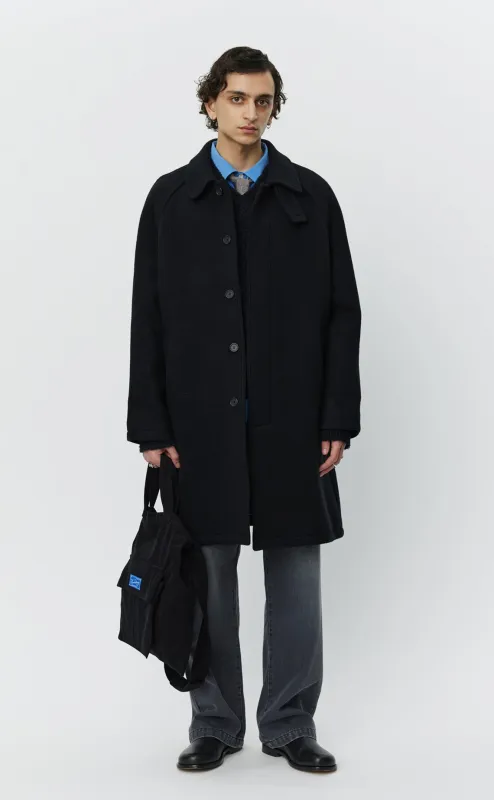 Accession Coat - Black Recycled Wool sold by mfpen Mens