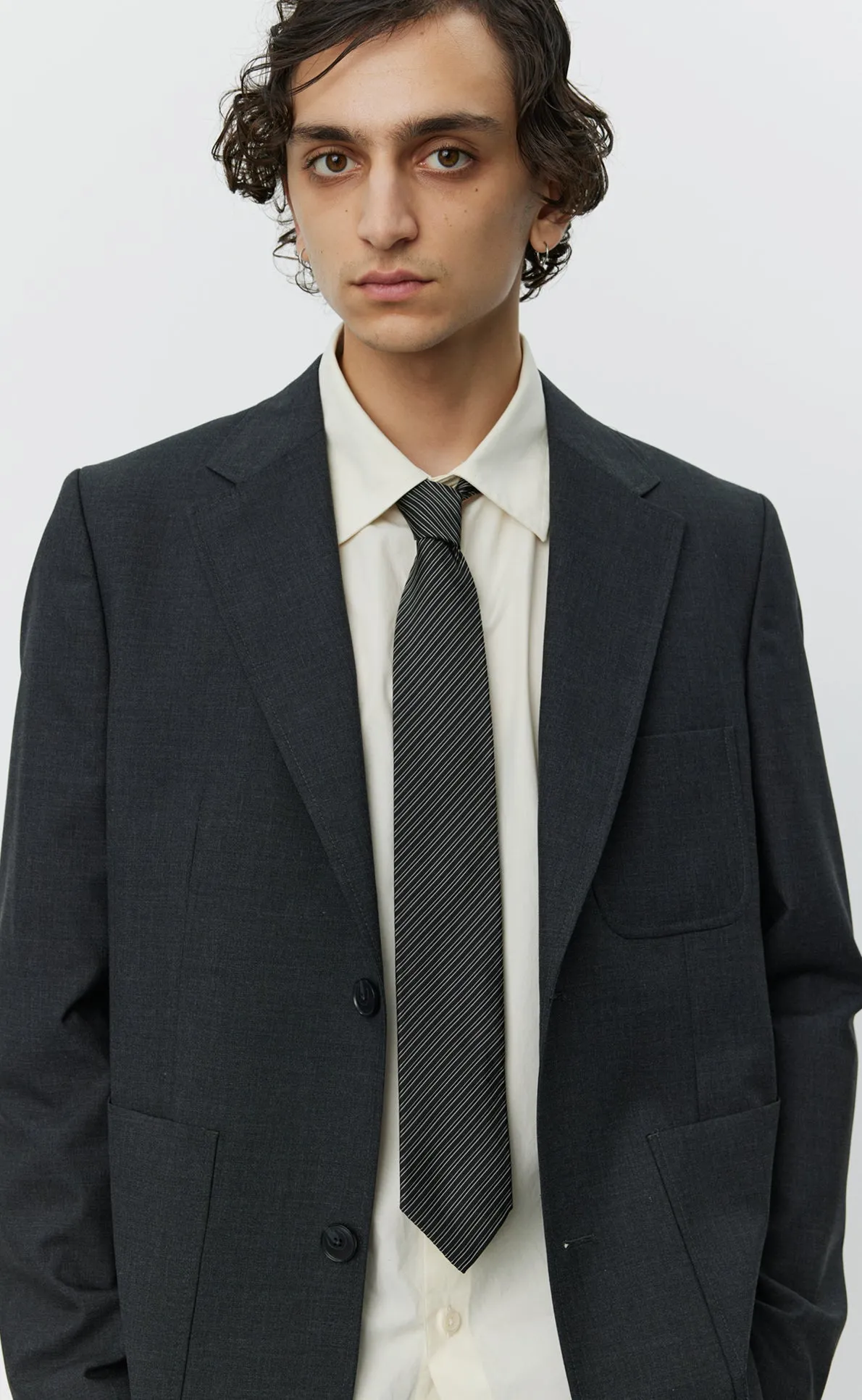 Banquet Tie - Black Fine Stripe sold by mfpen product image thumbnail 2