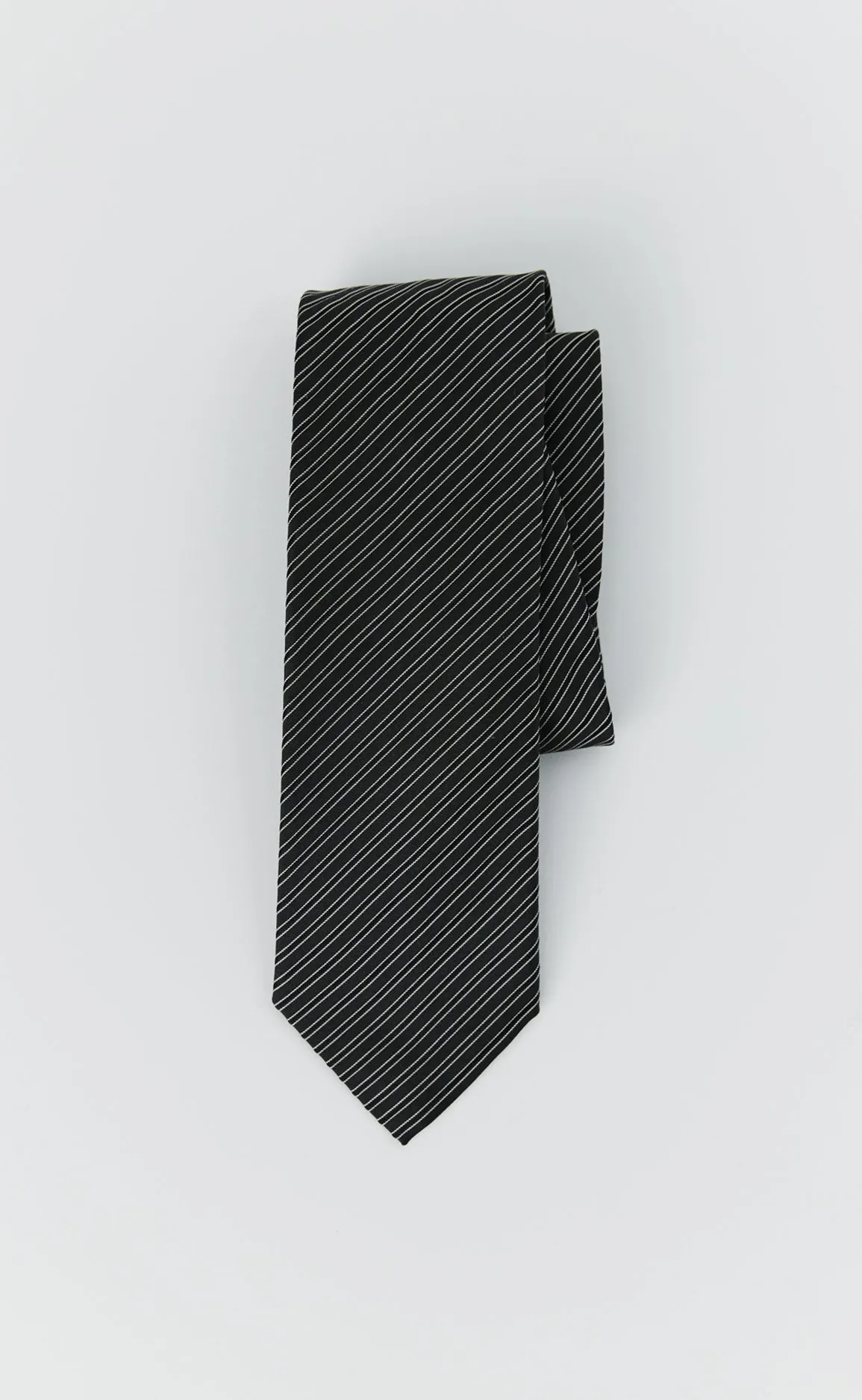 Banquet Tie - Black Fine Stripe sold by mfpen
