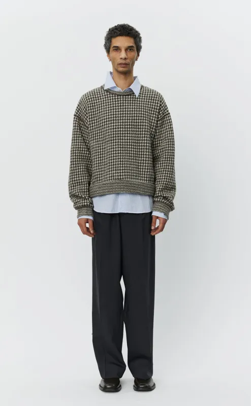 Fuzzy Pullover - Brown Houndstooth Check sold by mfpen Mens