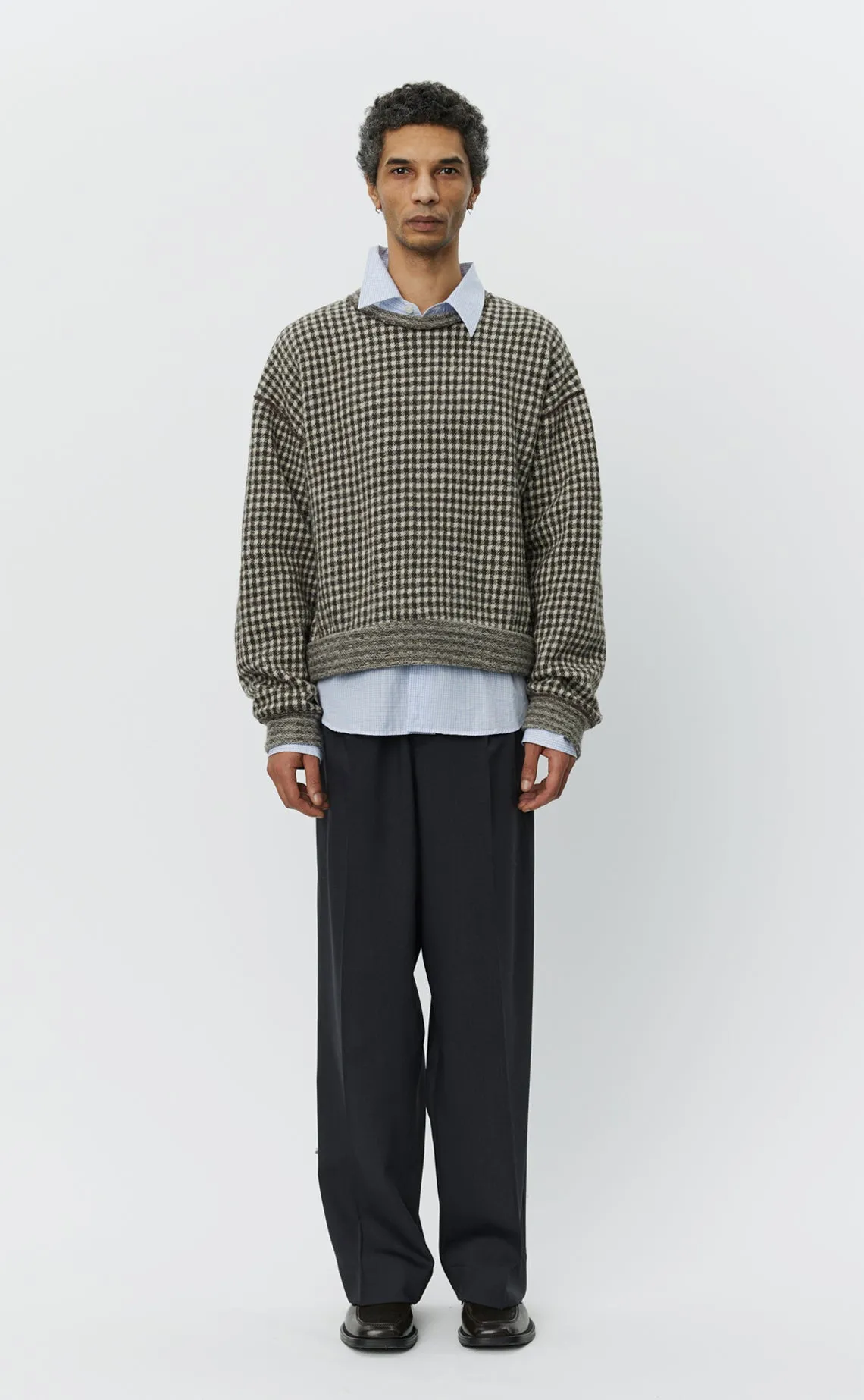 Fuzzy Pullover - Brown Houndstooth Check sold by mfpen Mens