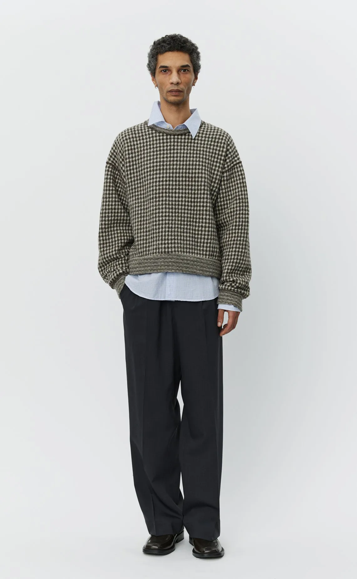 Fuzzy Pullover - Brown Houndstooth Check sold by mfpen Mens product image thumbnail 2