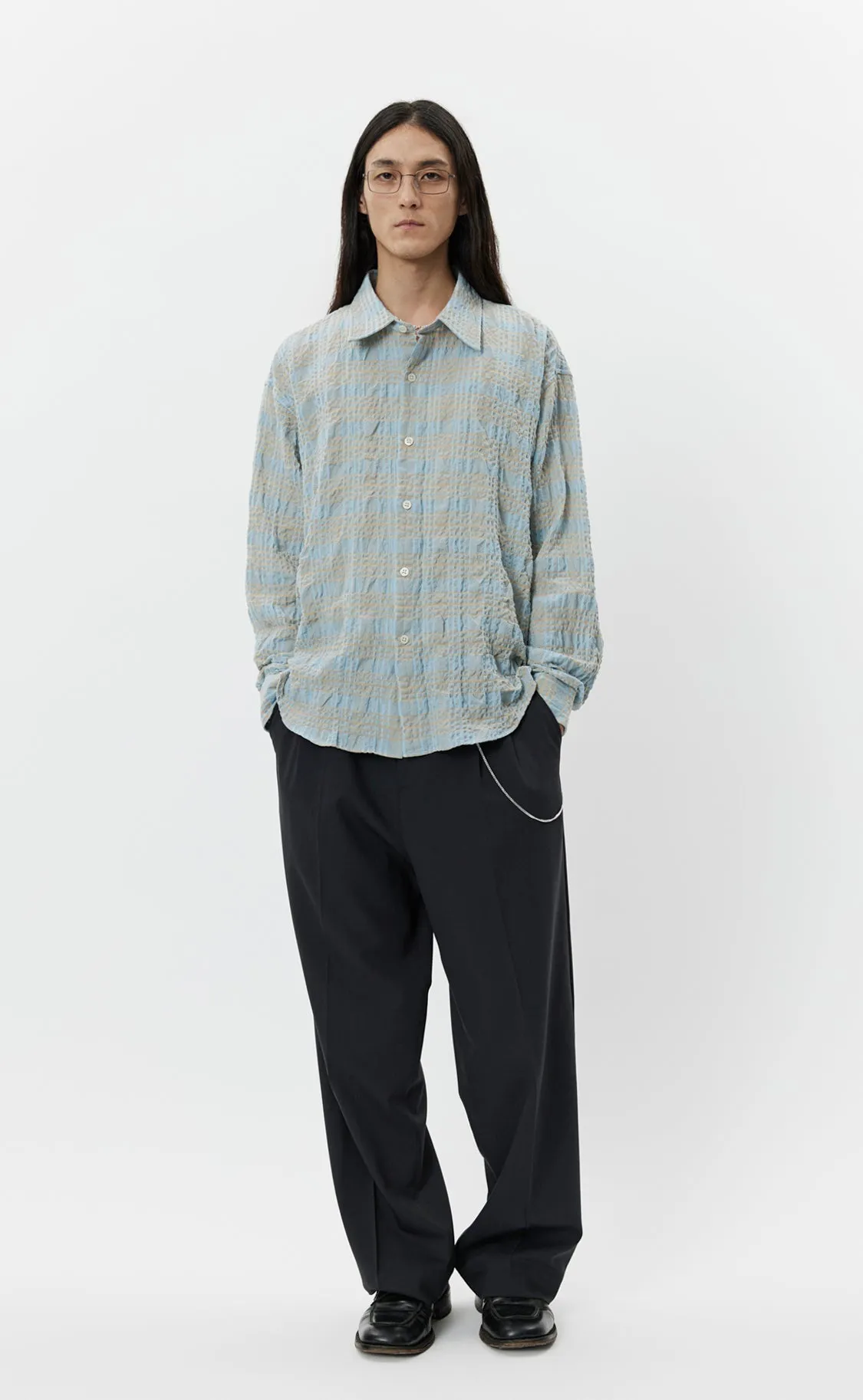 Exact Shirt - Pale Blue Structured Check sold by mfpen product image thumbnail 2