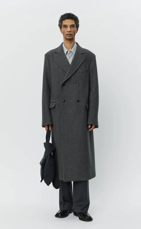 Conference Coat - Grey Herringbone Recycled Wool sold by mfpen