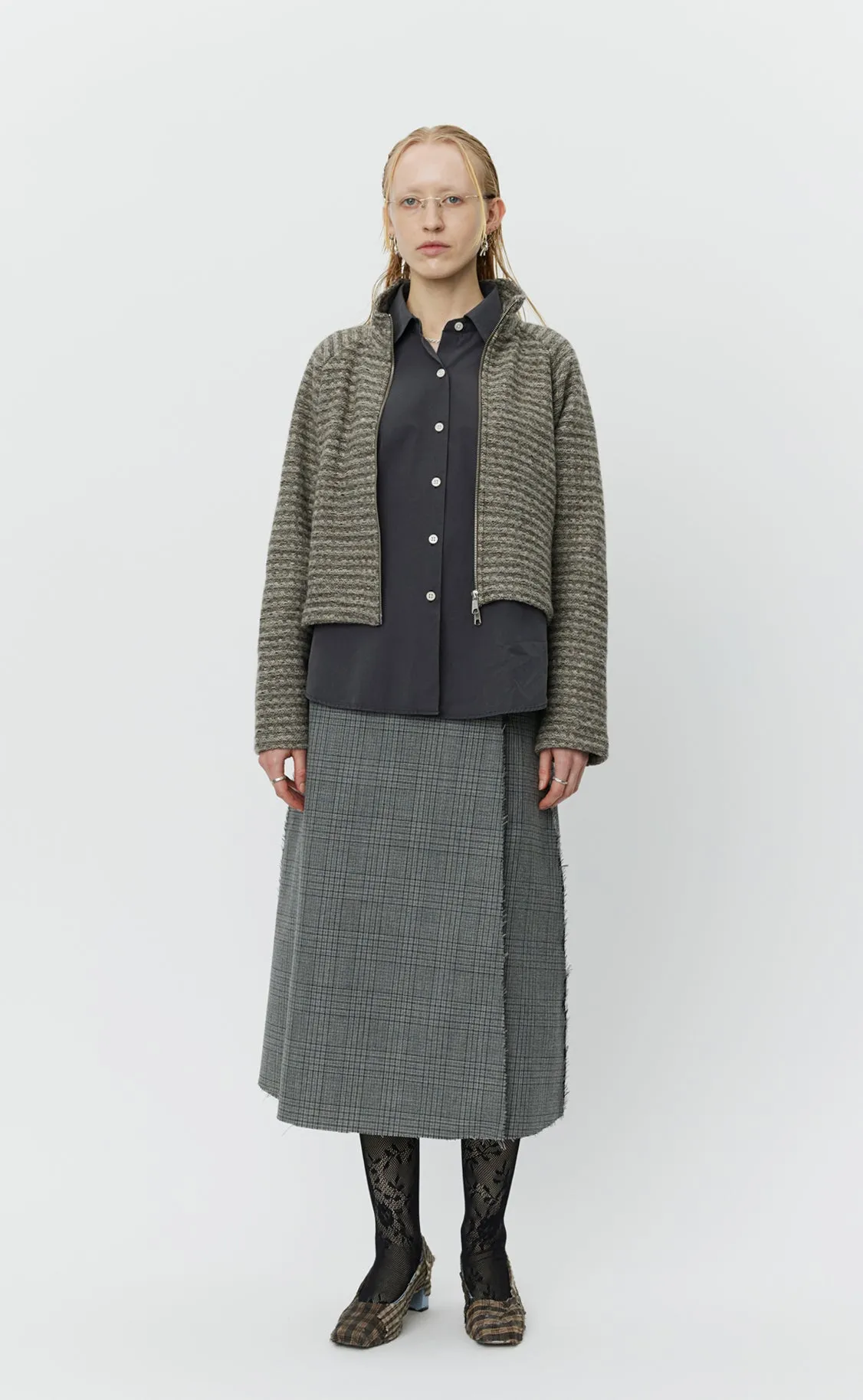 Cropped Leisure Zip Up - Shredded Brown Stripe sold by mfpen Mens product image thumbnail 2