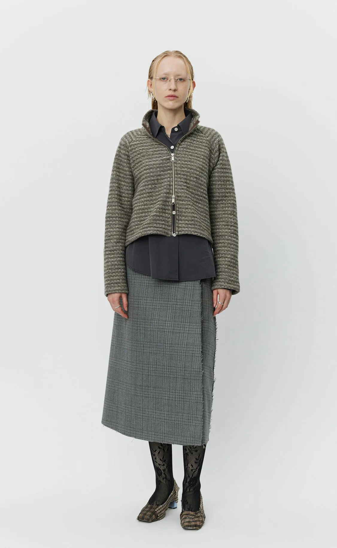 Cropped Leisure Zip Up - Shredded Brown Stripe sold by mfpen Mens