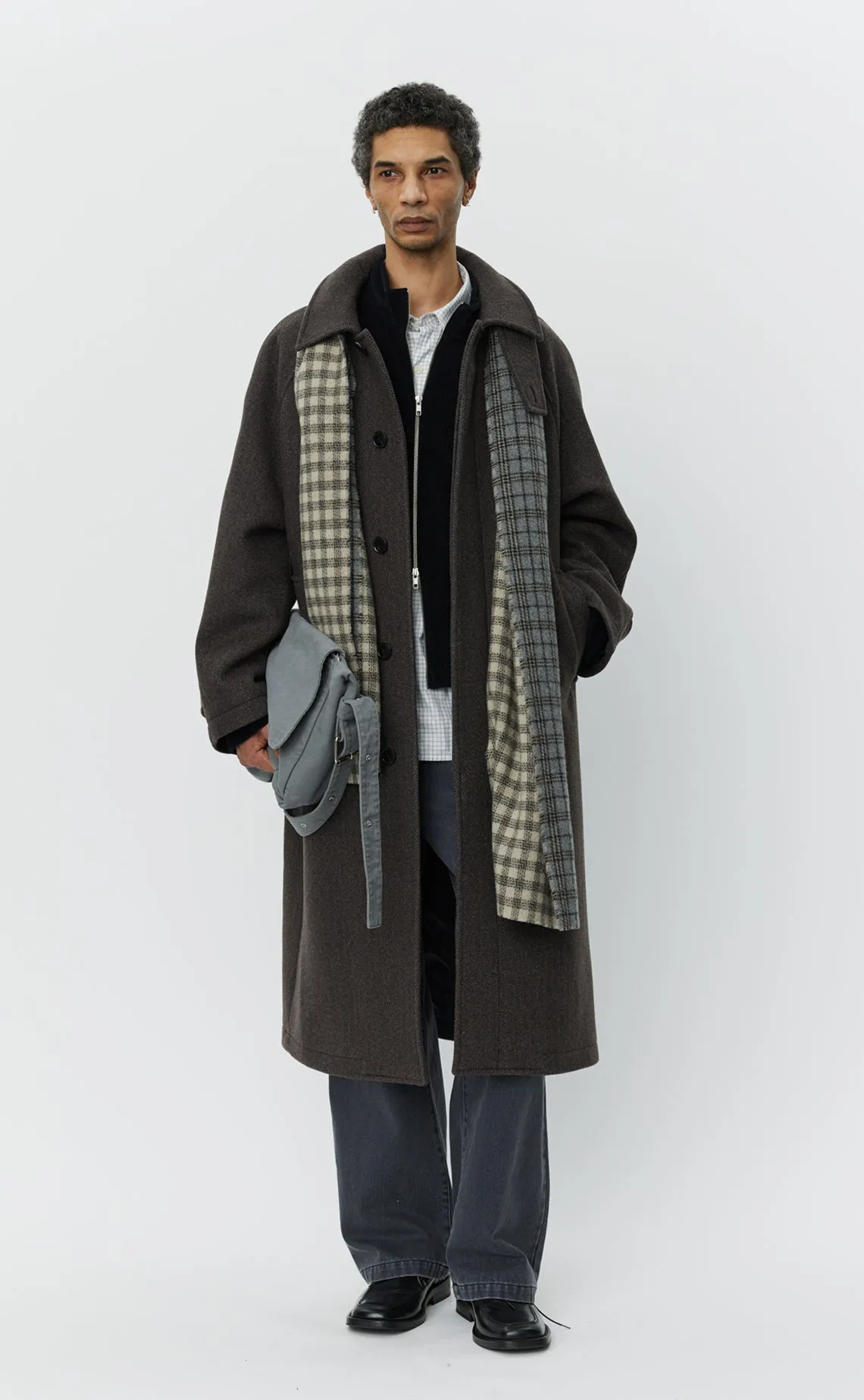 Installation Coat - Brown Herringbone Recycled Wool sold by mfpen Mens