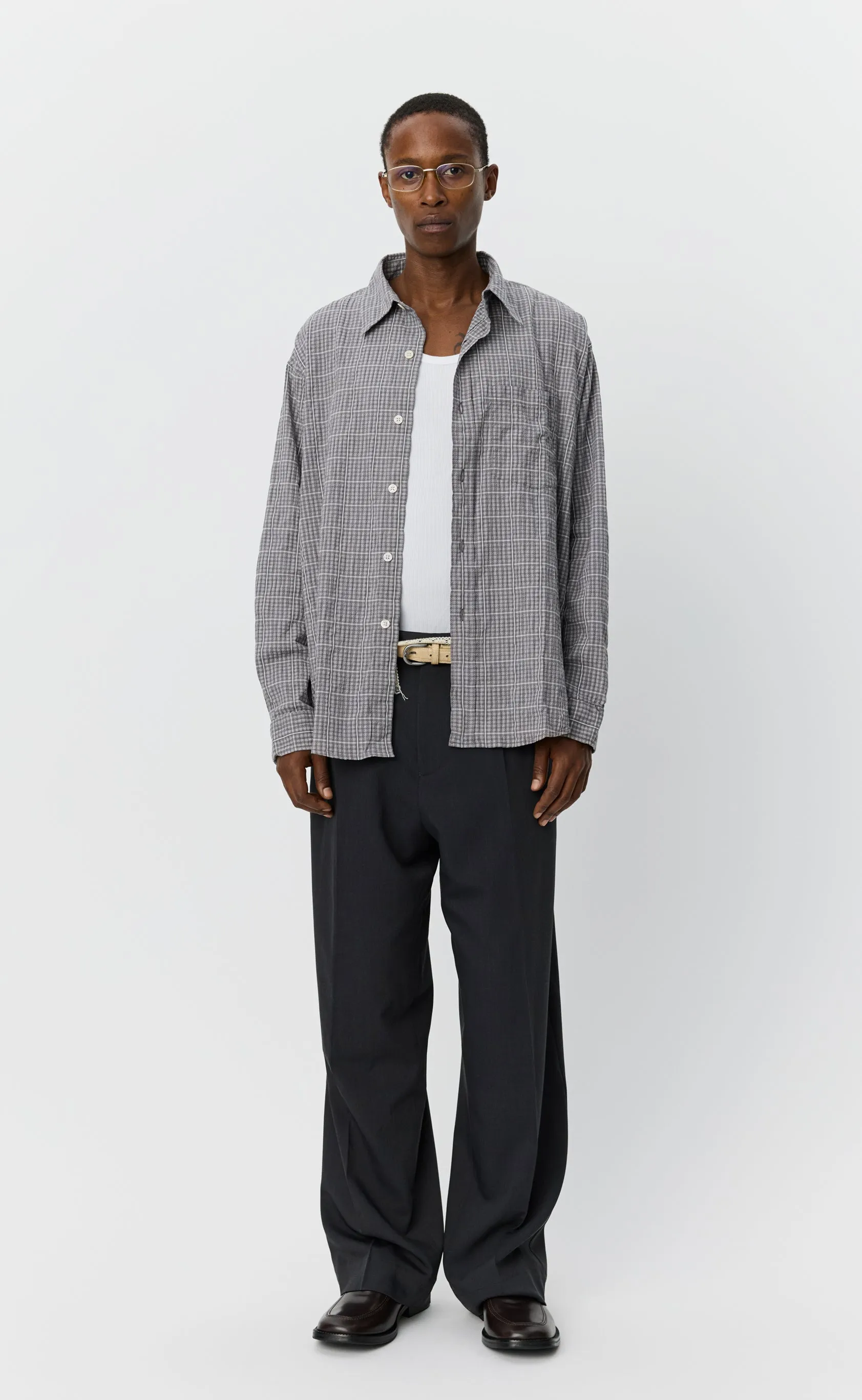 Executive Shirt - Grey Textured Check sold by mfpen