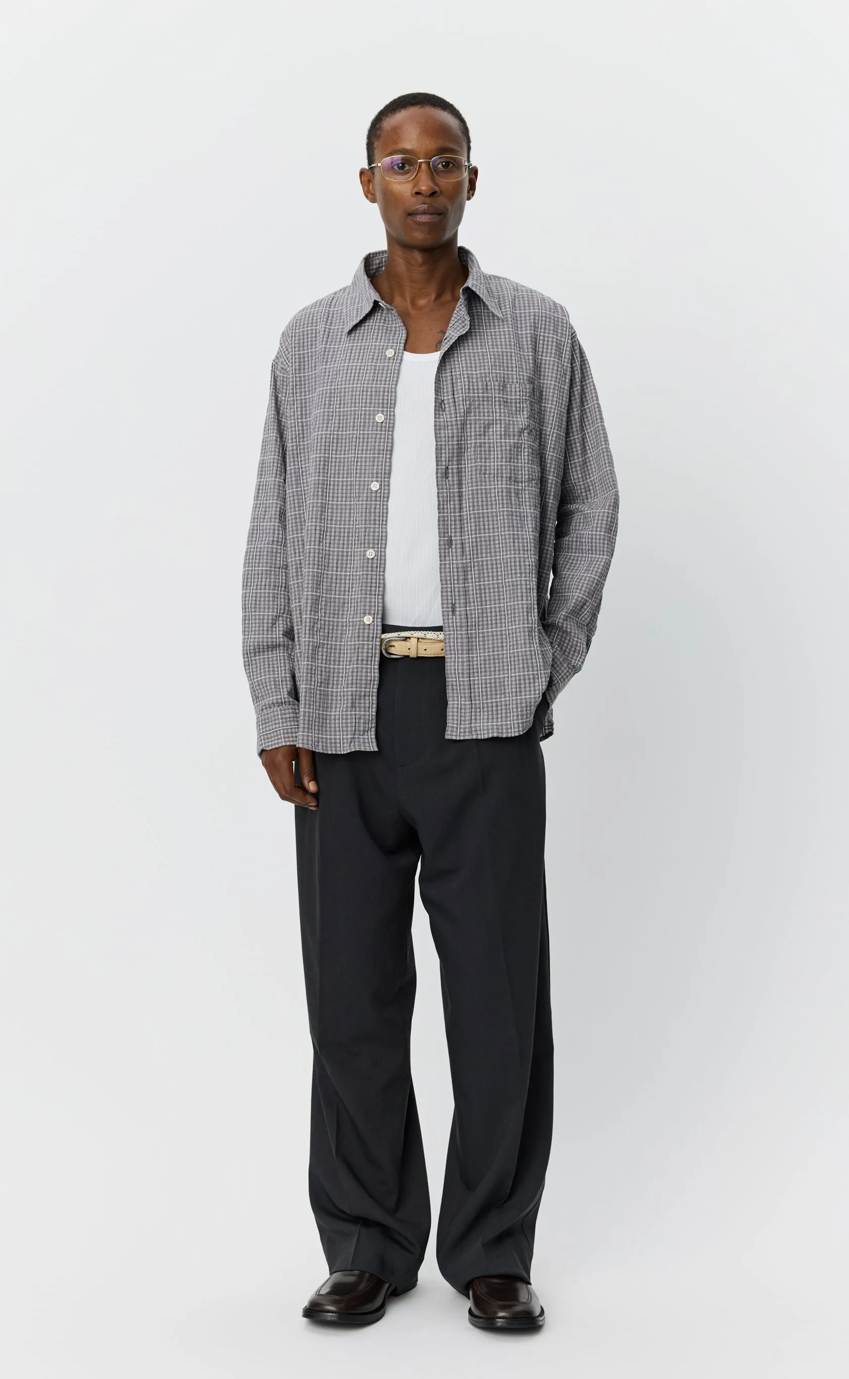 Executive Shirt - Grey Textured Check sold by mfpen product image thumbnail 2