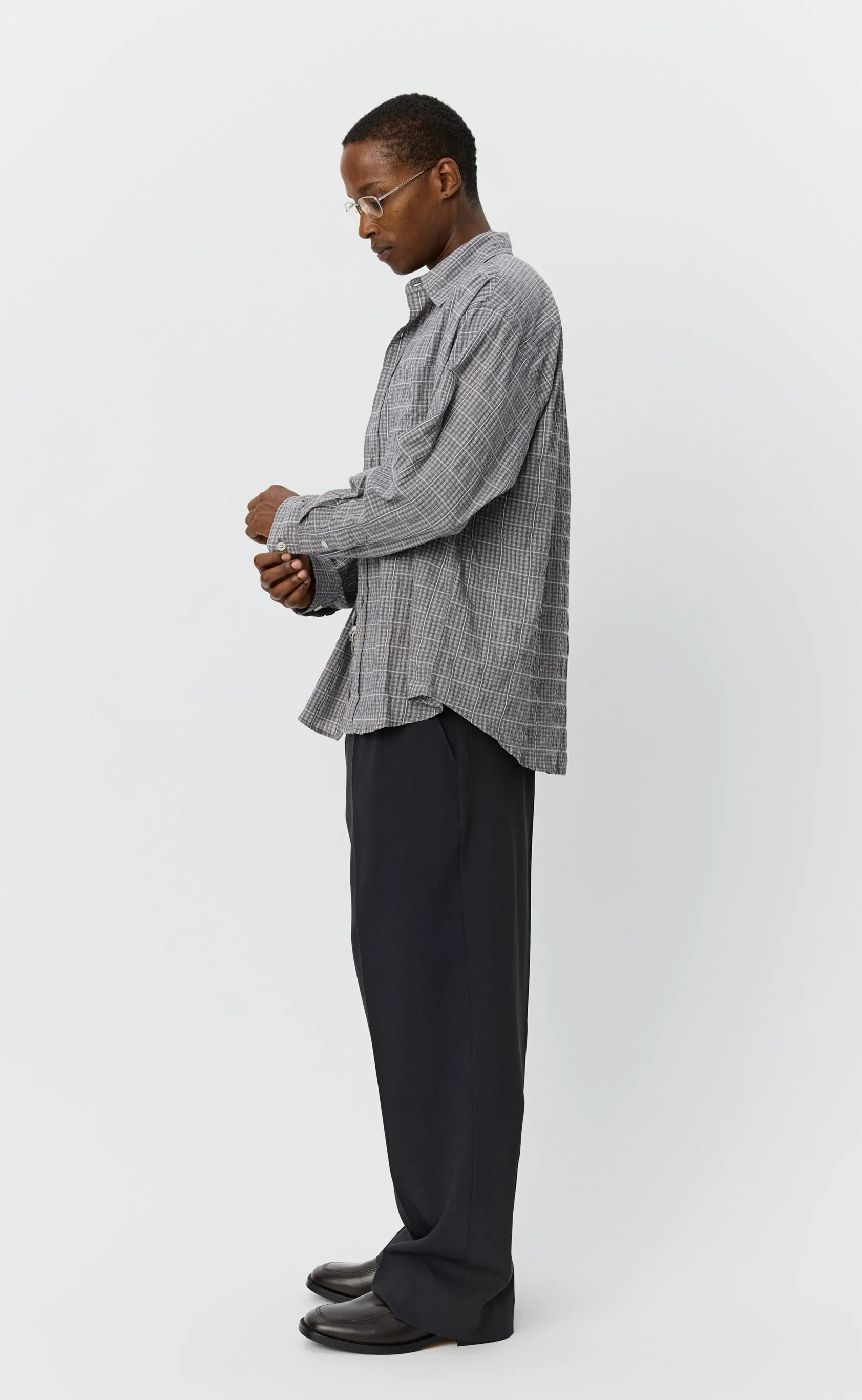 Executive Shirt - Grey Textured Check sold by mfpen product image thumbnail 3