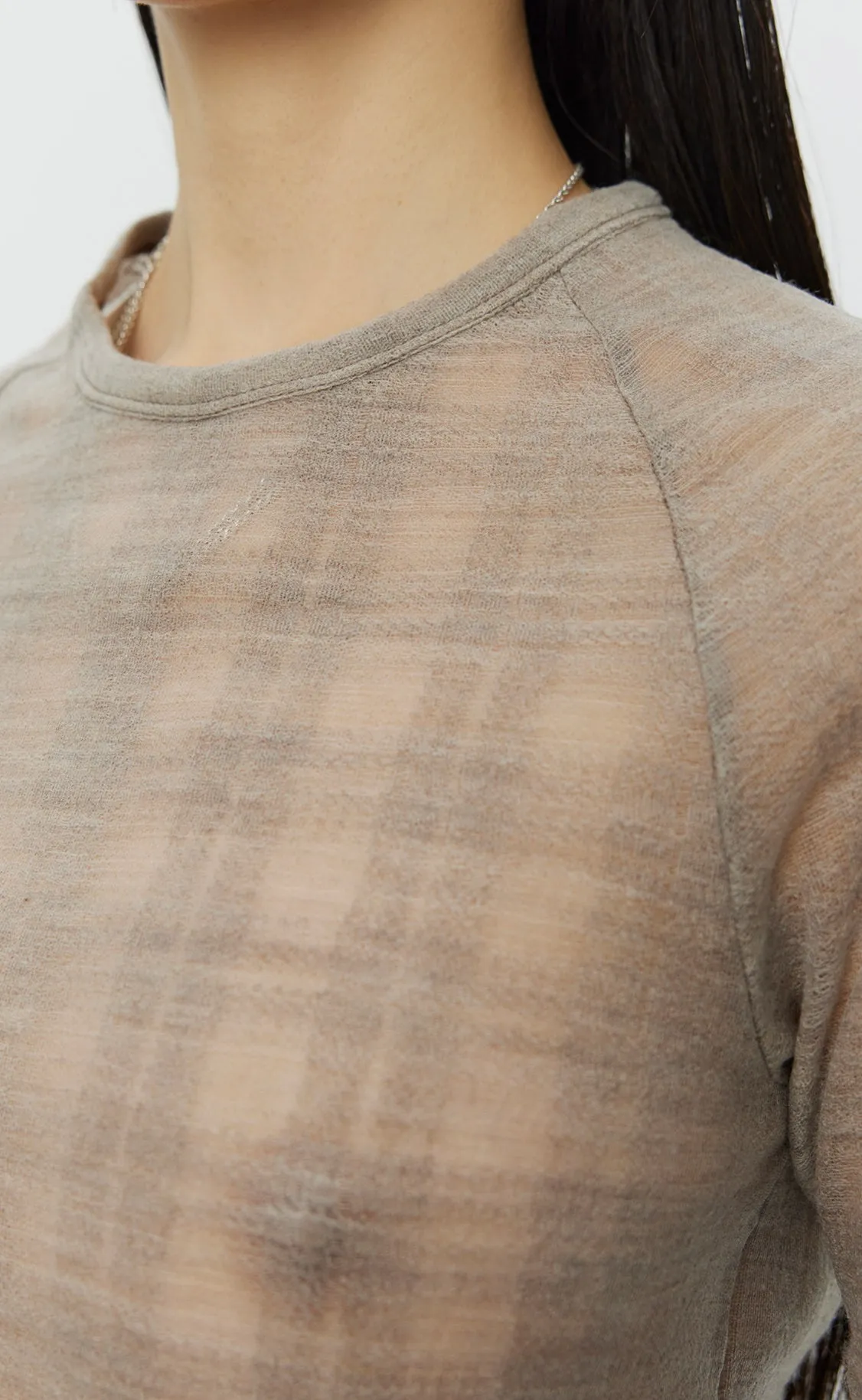 Raglan LS Tee - Beige Gauze Check sold by mfpen Mens product image thumbnail 4