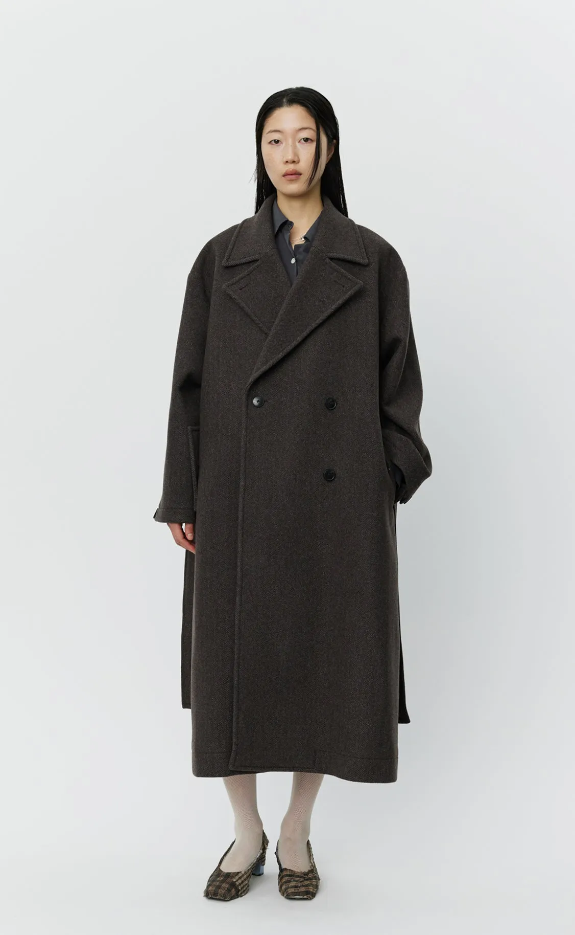 Auditor Coat - Brown Herringbone Recycled Wool sold by mfpen Mens product image thumbnail 3