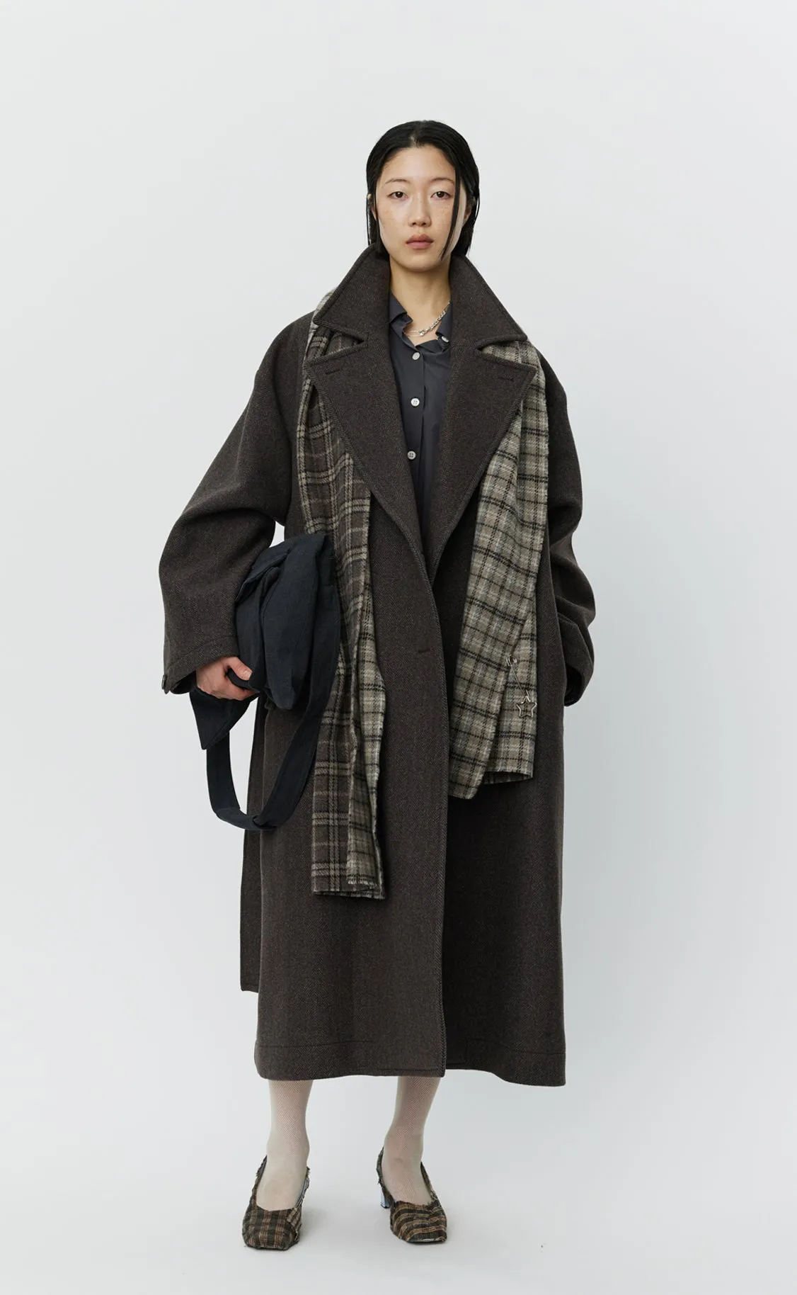 Auditor Coat - Brown Herringbone Recycled Wool sold by mfpen Mens