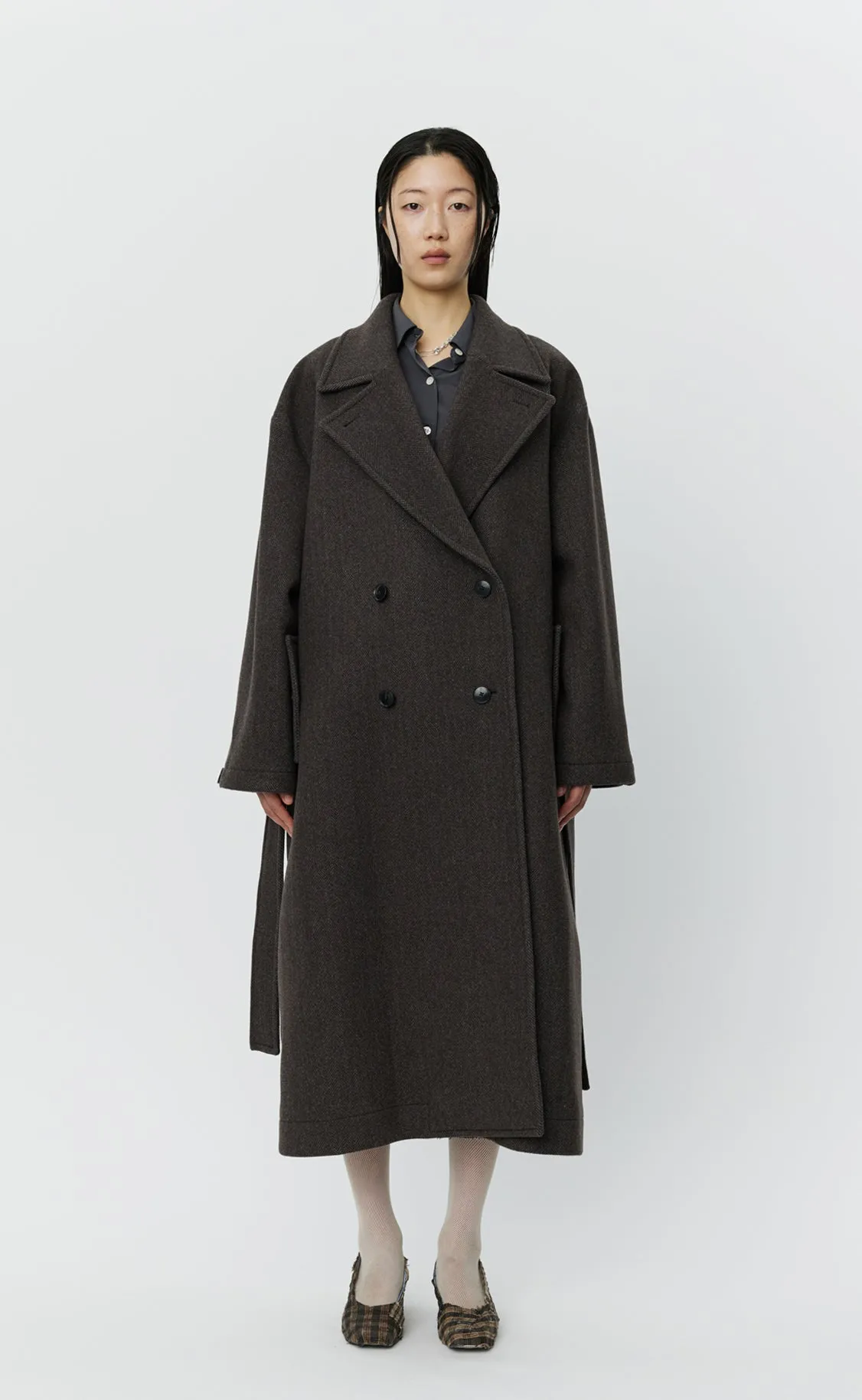 Auditor Coat - Brown Herringbone Recycled Wool sold by mfpen Mens product image thumbnail 4